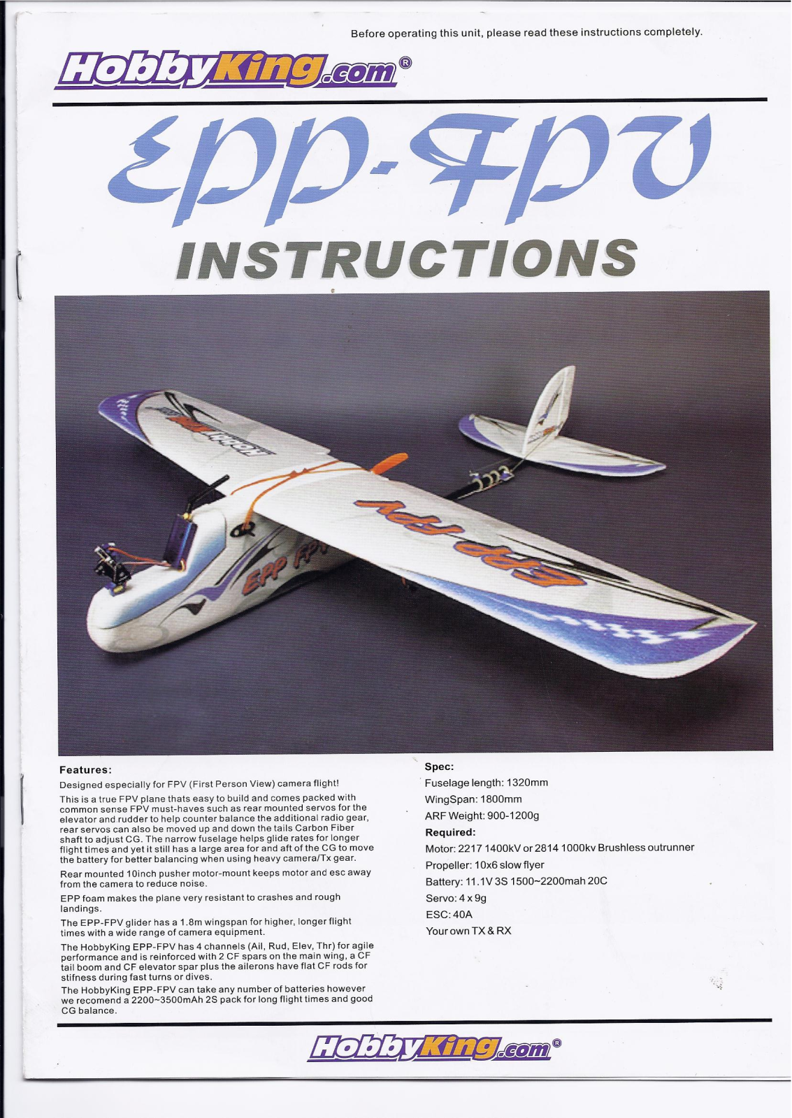 HobbyKing EPP FPV User guide - ManualMachine.com