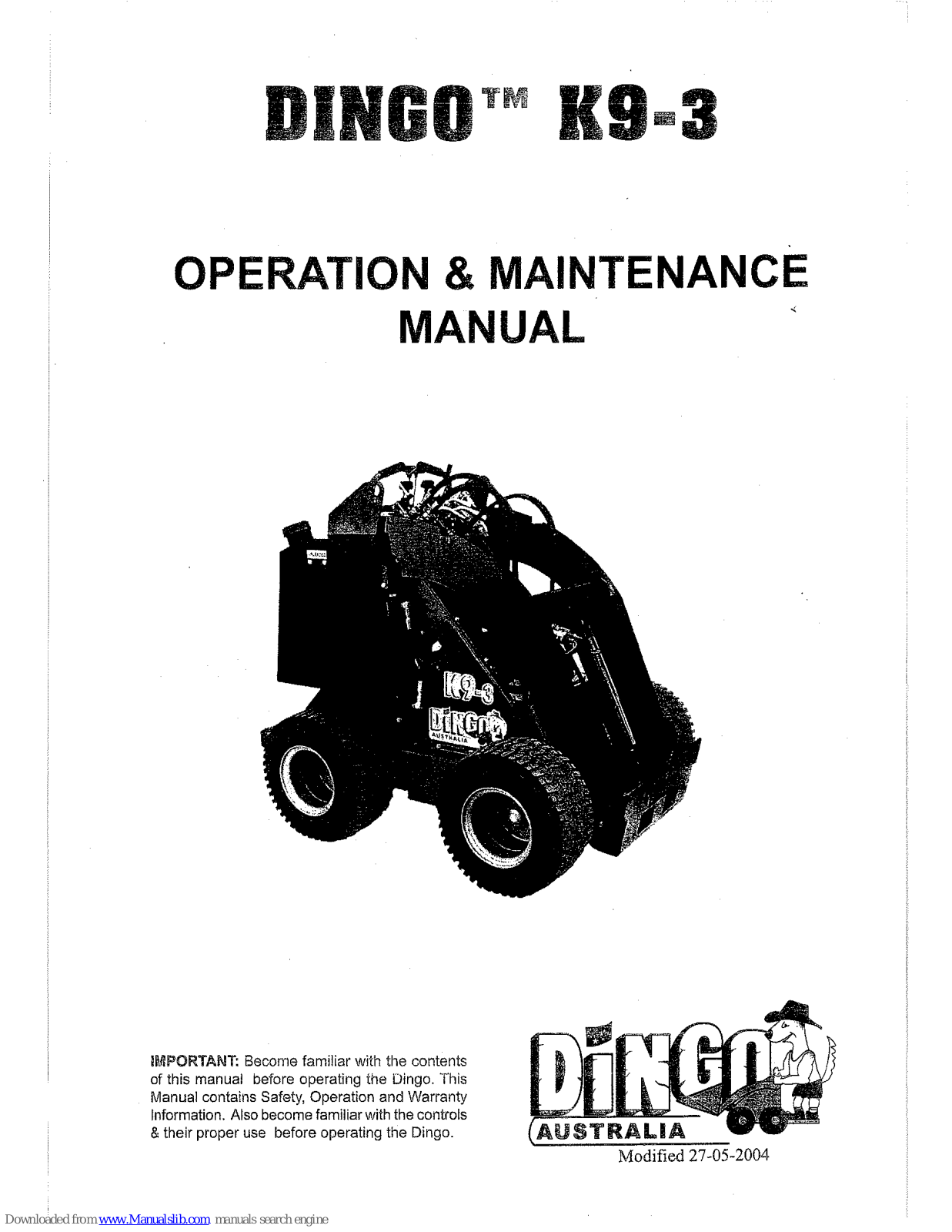 DINGO K9-3 Operation & Maintenance Manual