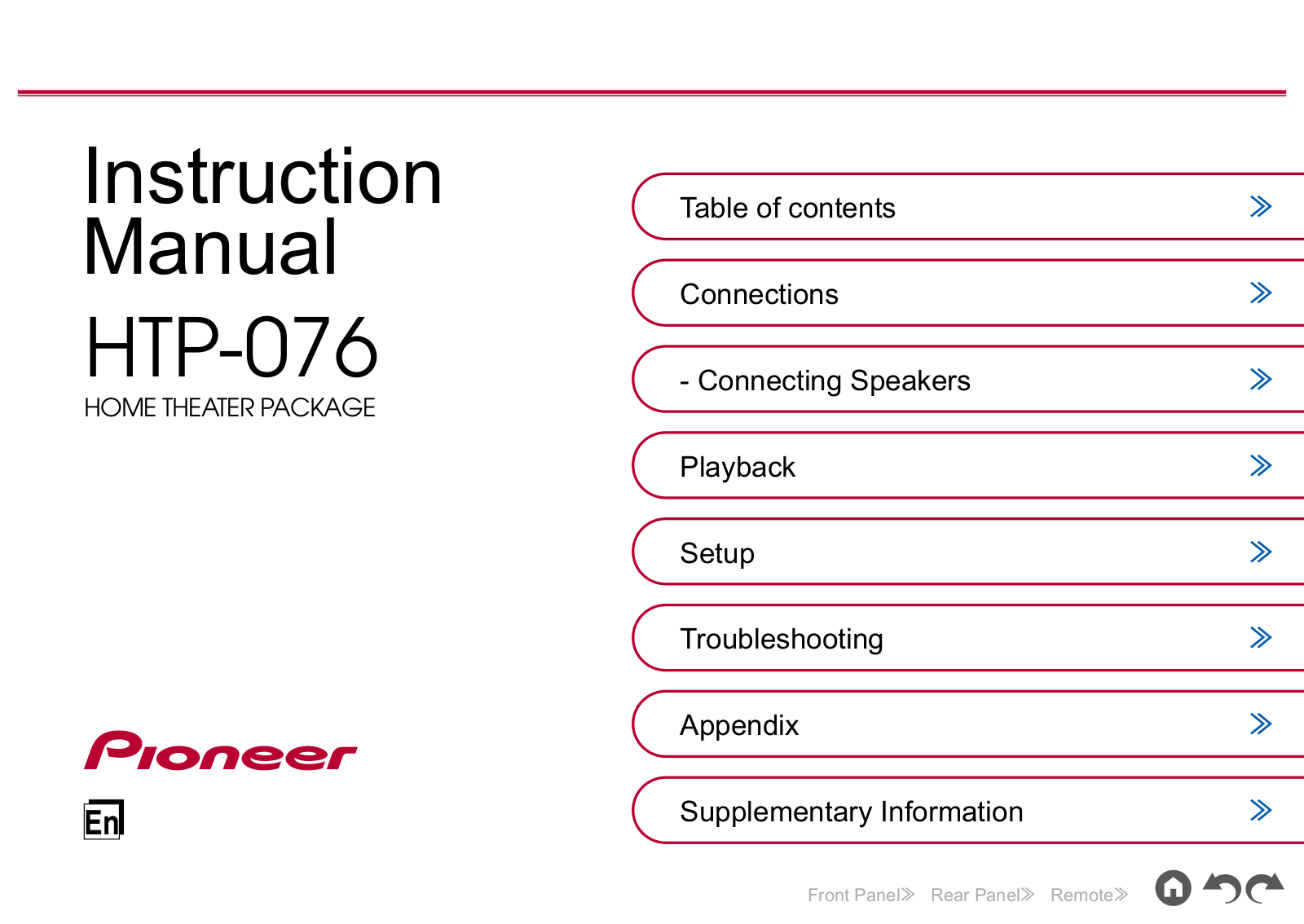 Pioneer HTP-076 operation manual