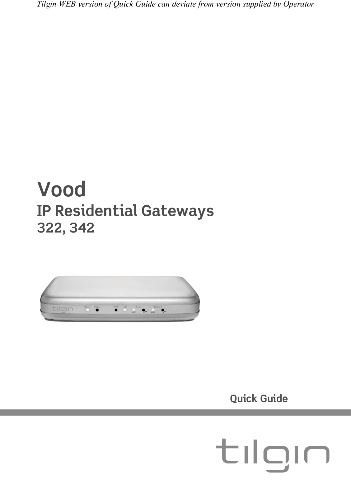 Tilgin Vood-322 User Manual