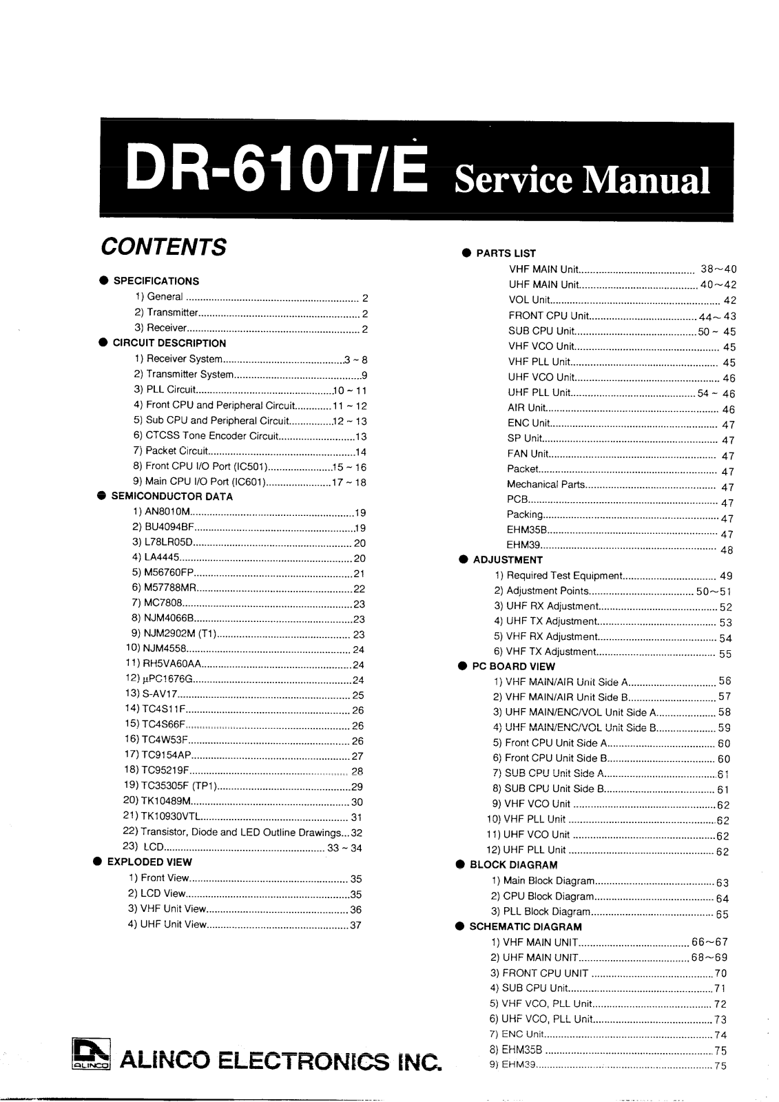 Alinco DR 610 Service Manual