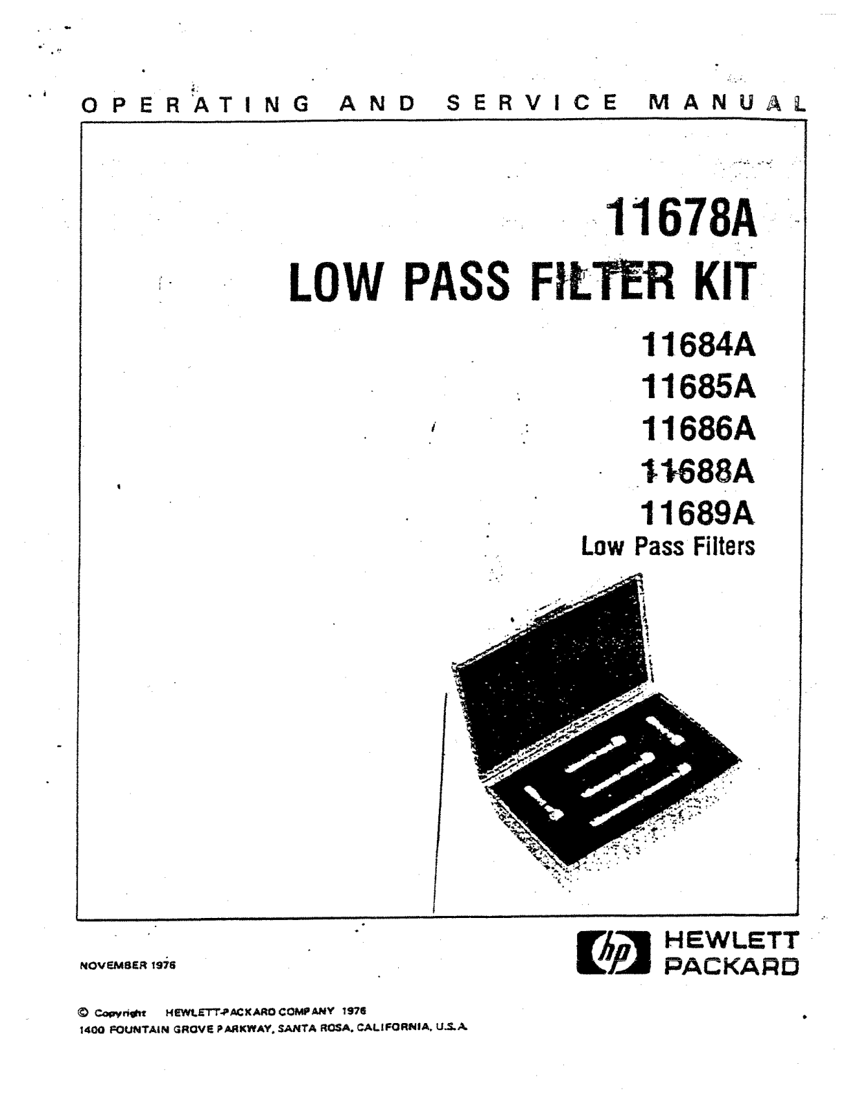 Hewlett-Packard 11686A, 11689A, 11865A, 11864A, 11688A User Manual