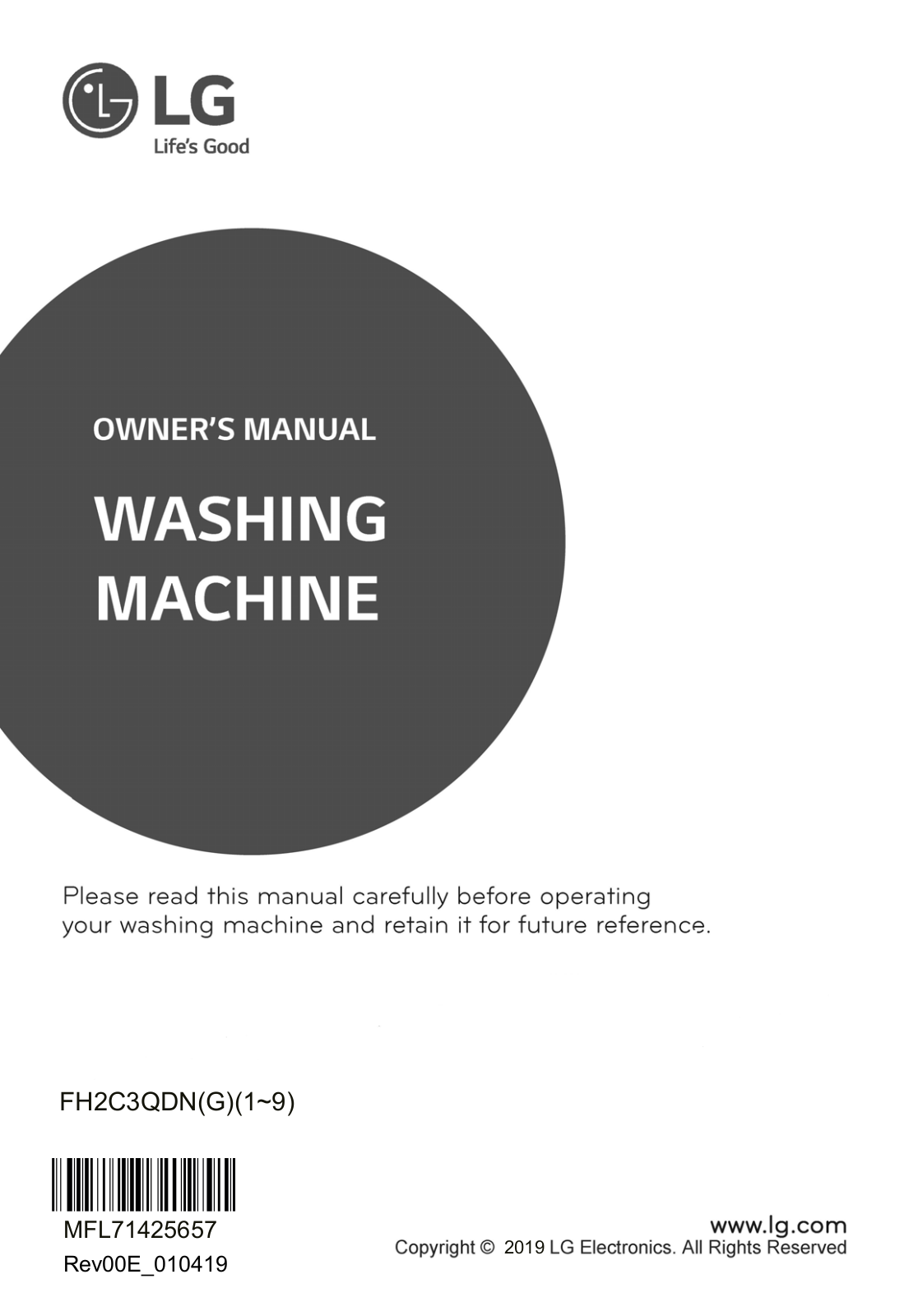 LG FH2C3QDNG0 Owner’s Manual