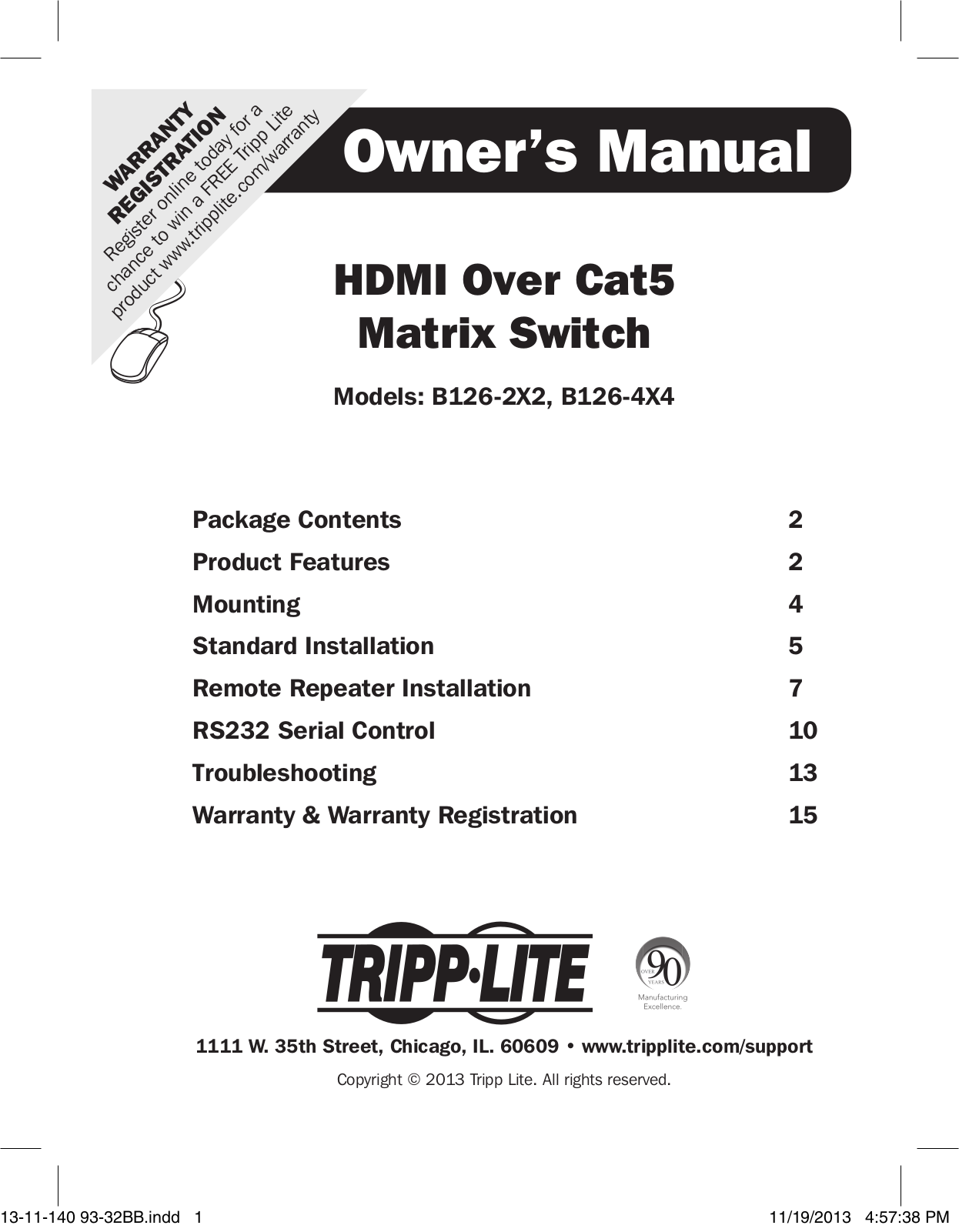 Tripp Lite B126-2X2, B126-4X4 User Manual