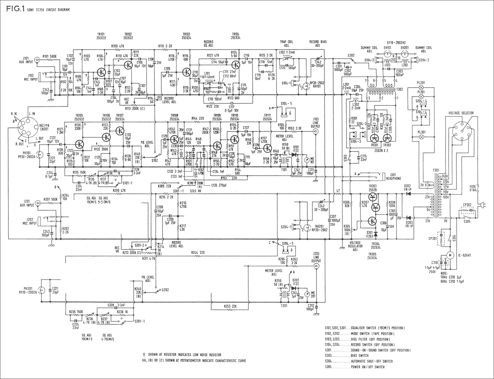 Sony TC-355 Schematic