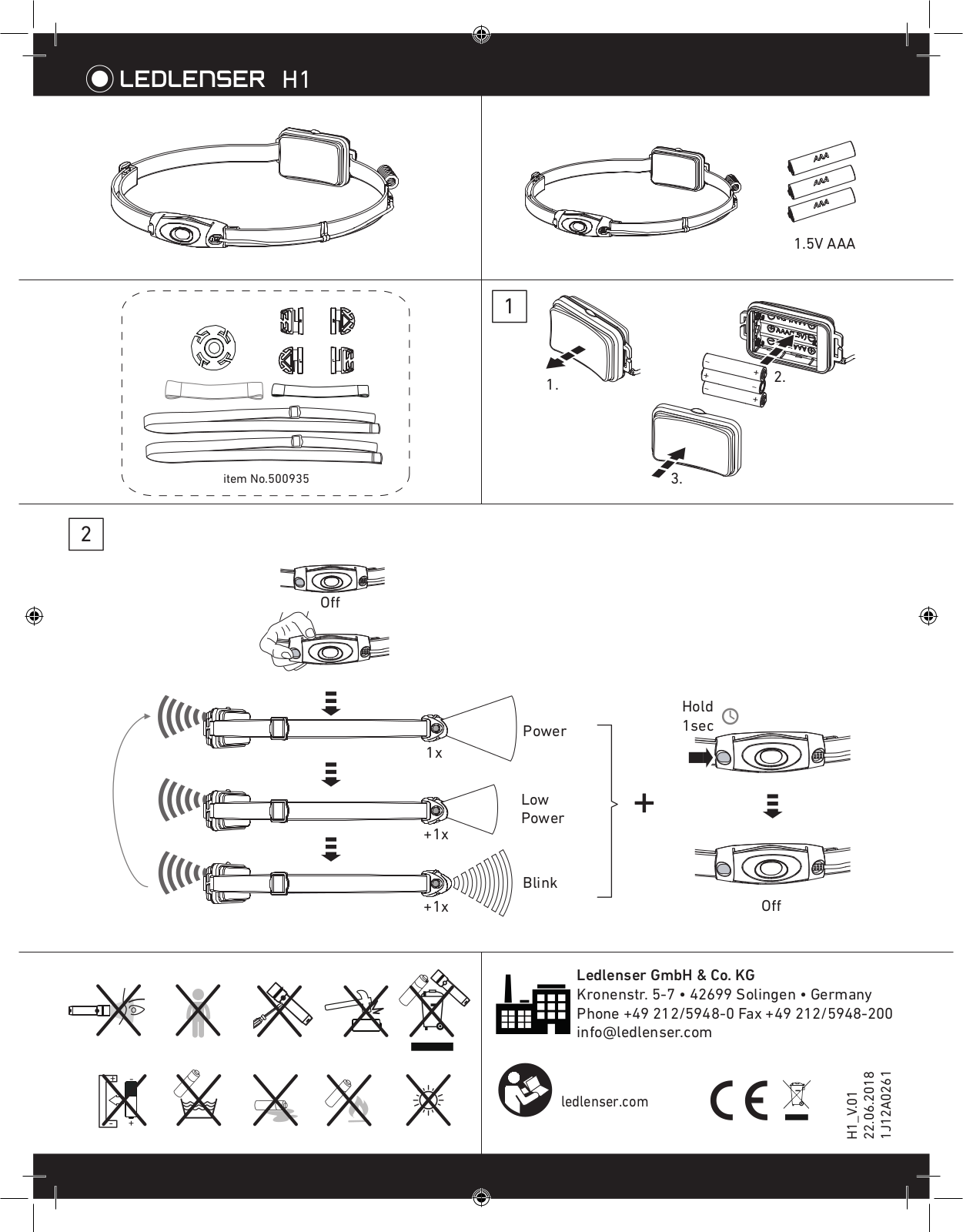 Ledlenser H1 User guide