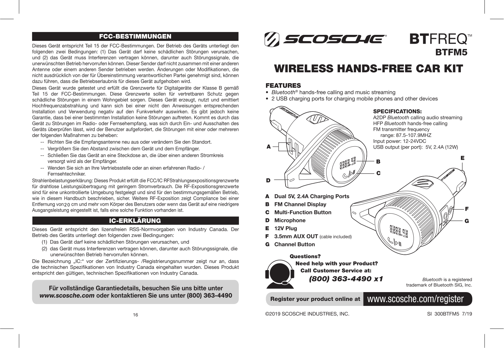 Scosche BTFM5 User Manual