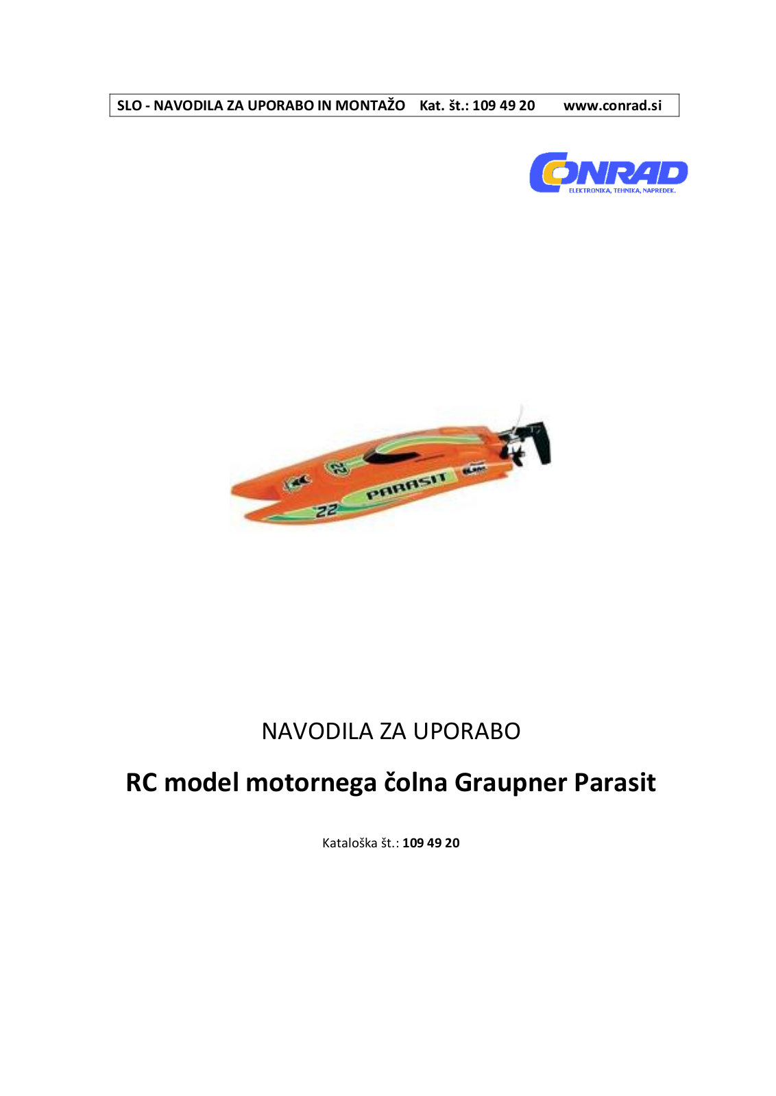 Graupner 92302, Parasit User guide