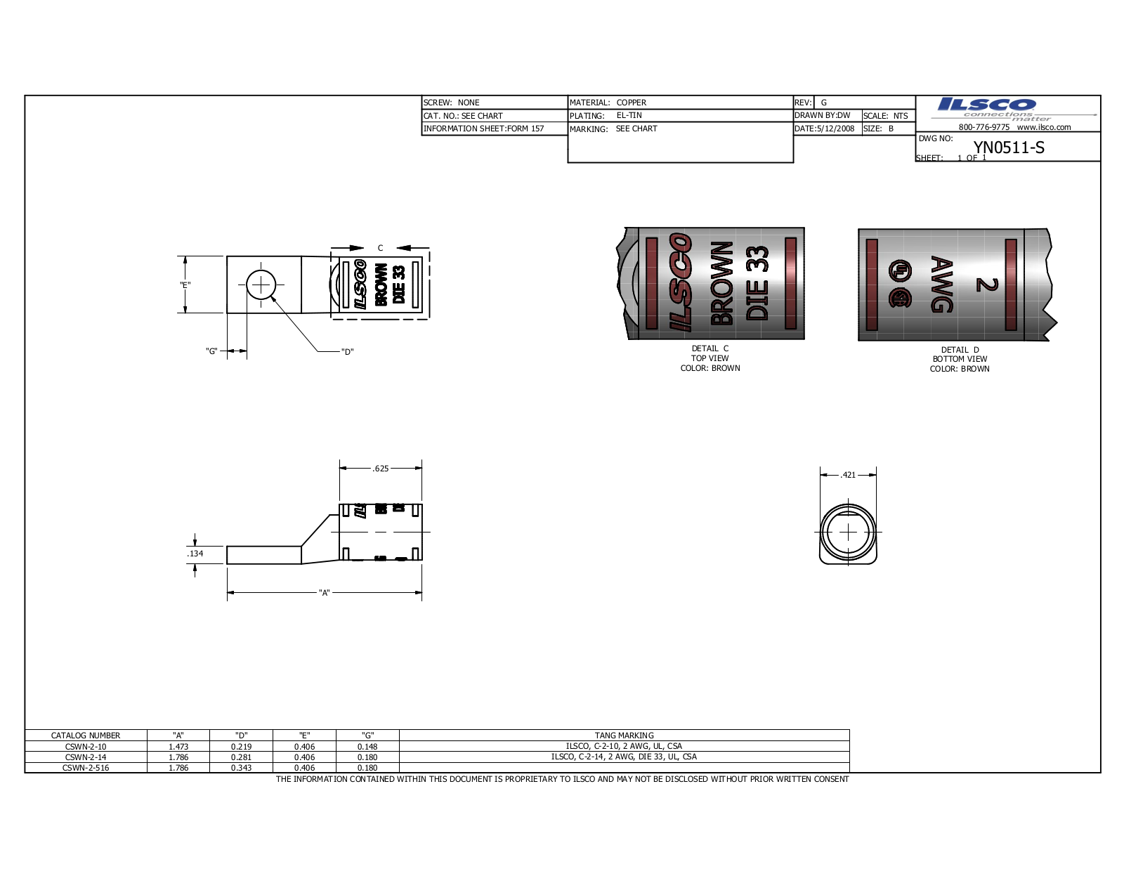 Ilsco CSWN-2-10 Data sheet