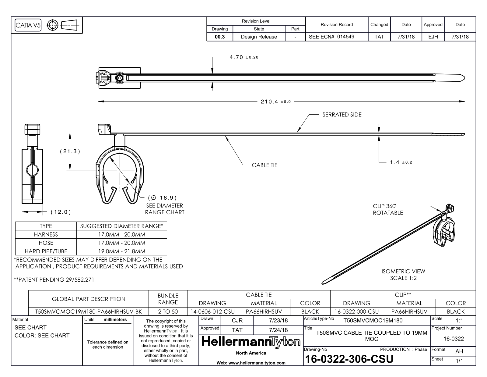 HellermannTyton T50SMVCMOC 19M 180 Reference Drawing - ManualMachine.com