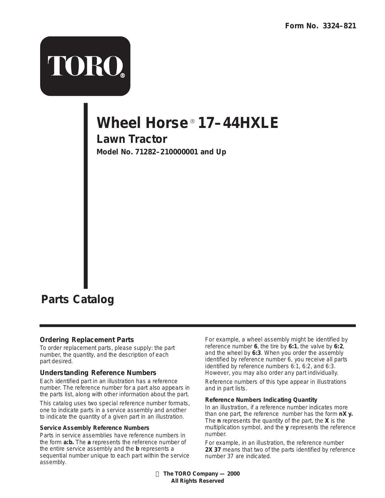 Toro 71282 Parts Catalogue