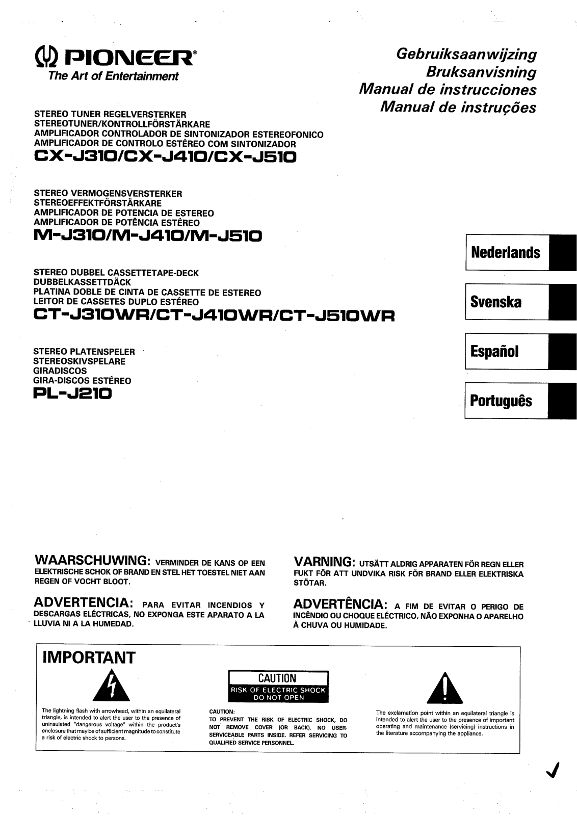 Pioneer CT-J310WR, CX-J410, CX-J310, CT-J410WR, M-J410 User Manual