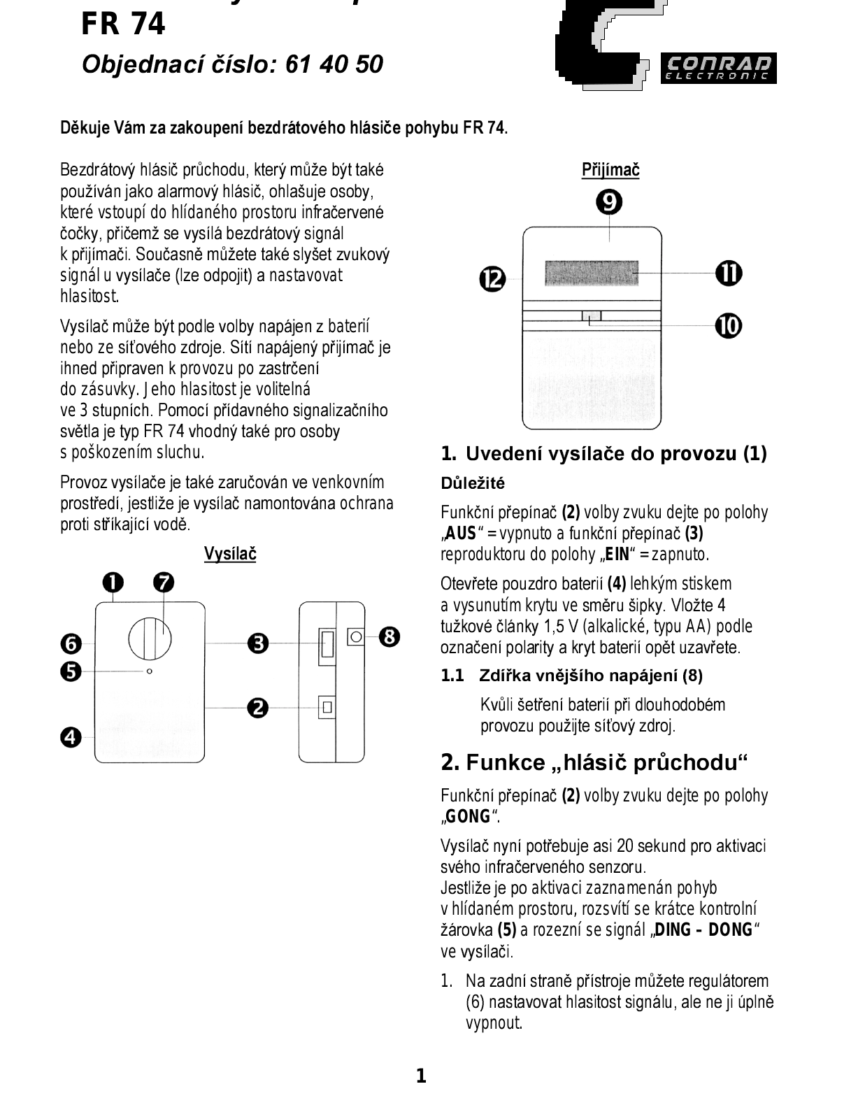 m-e modern-electronics FR 74 Operating Instructions