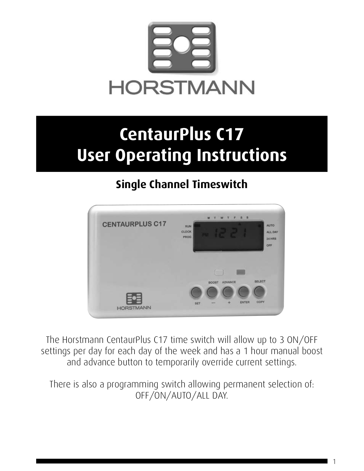 Horstmann CentaurPlus C17 User Manual