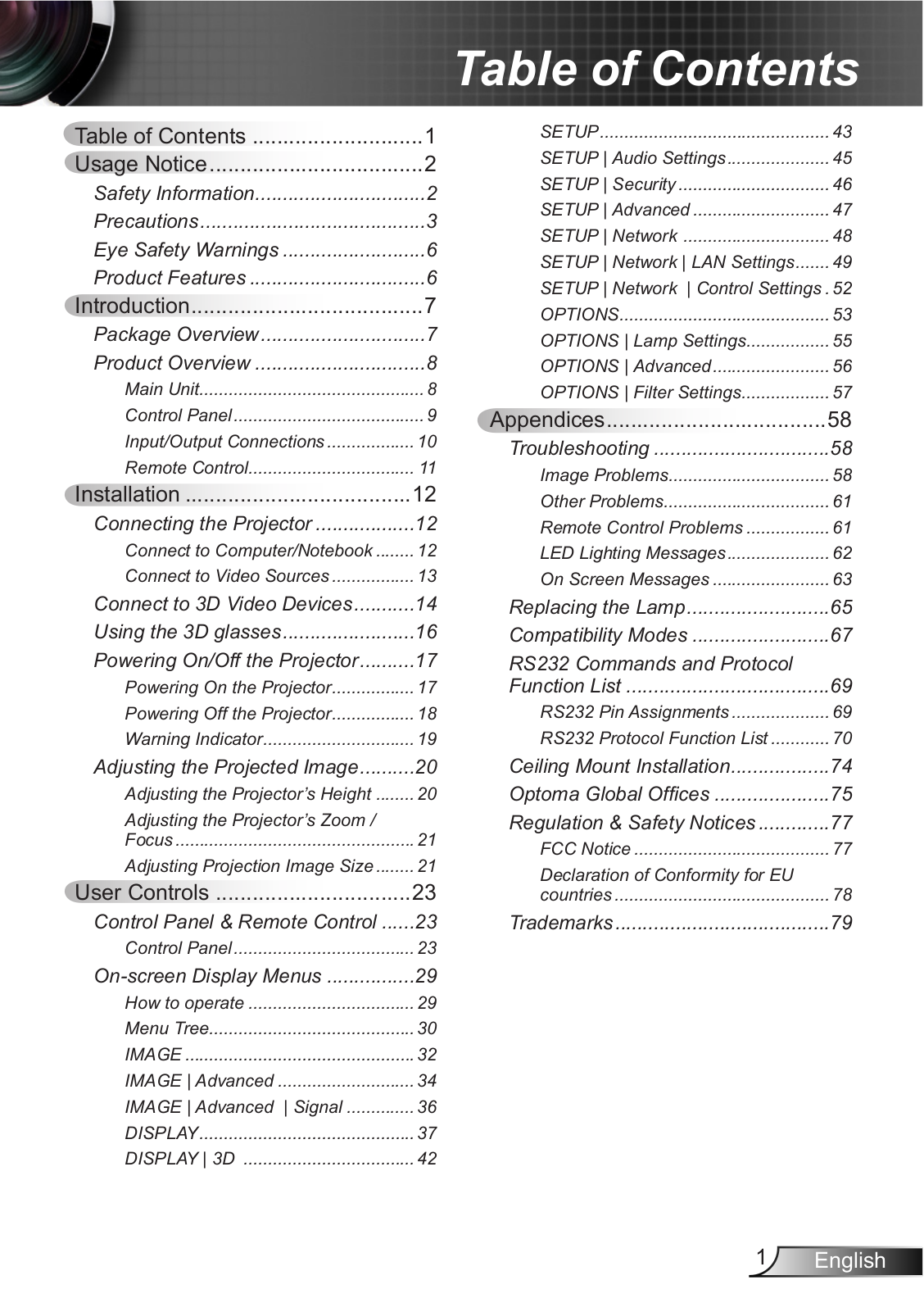 Optoma W401 User Manual