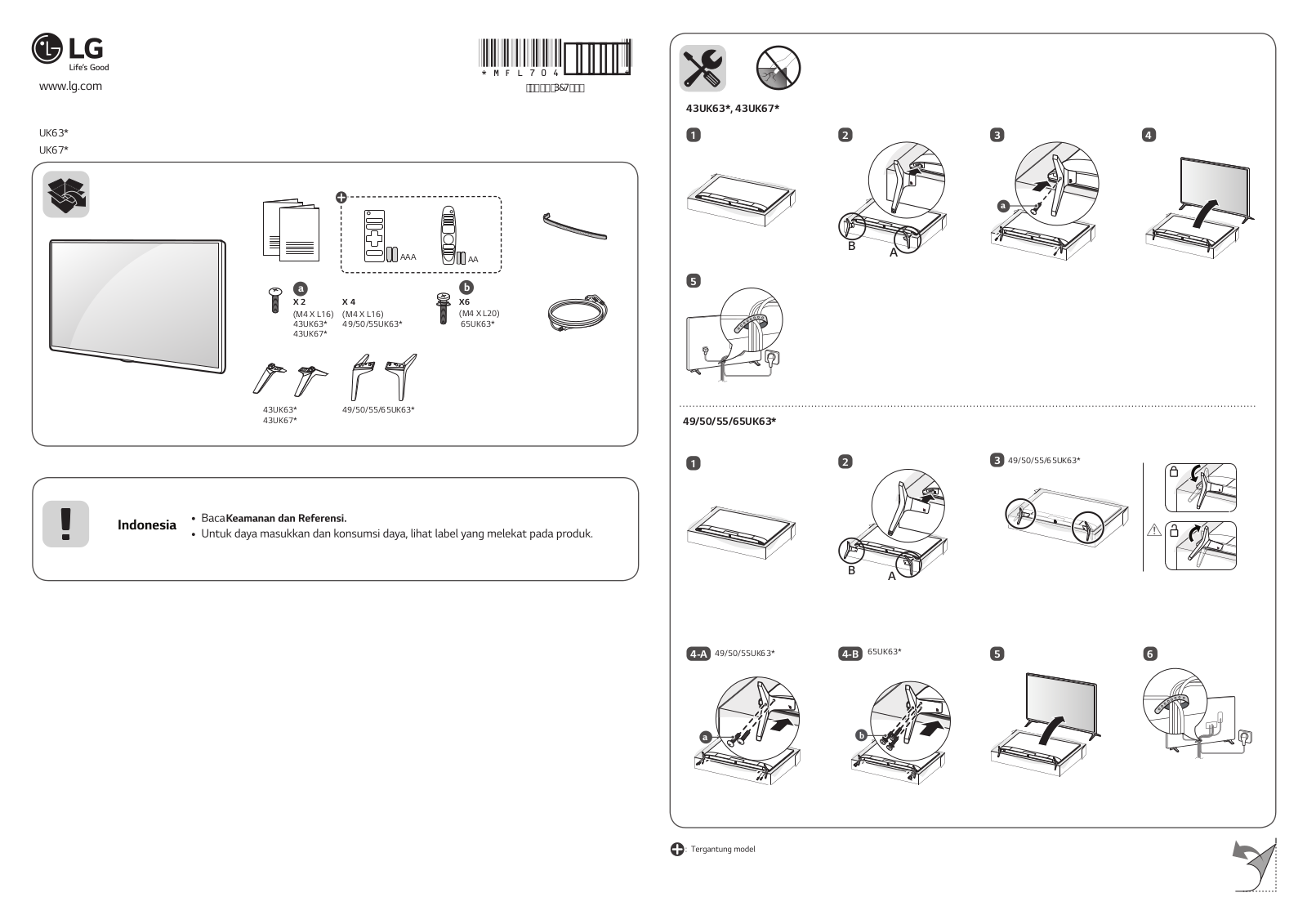 LG 65UK6300PTE, 55UK6300PTE, 50UK6300PTE, 43UK6300PTE, 49UK6300PTE Manual book