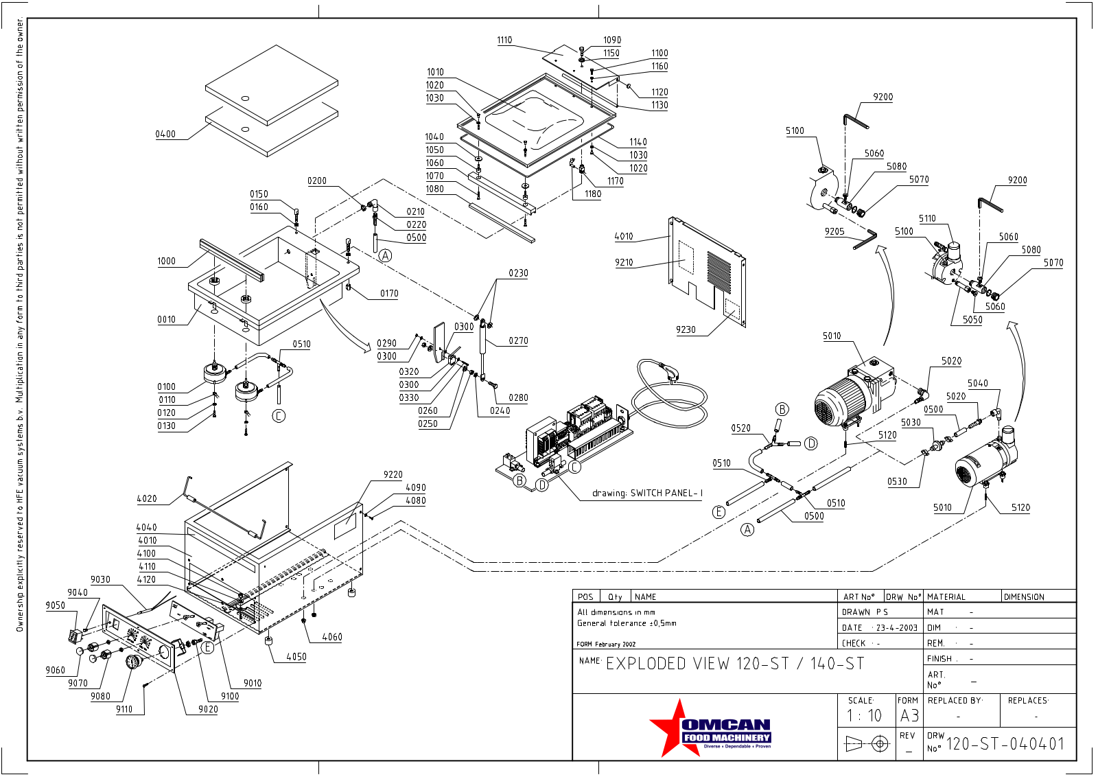 Omcan Food Machinery 120-ST Parts List