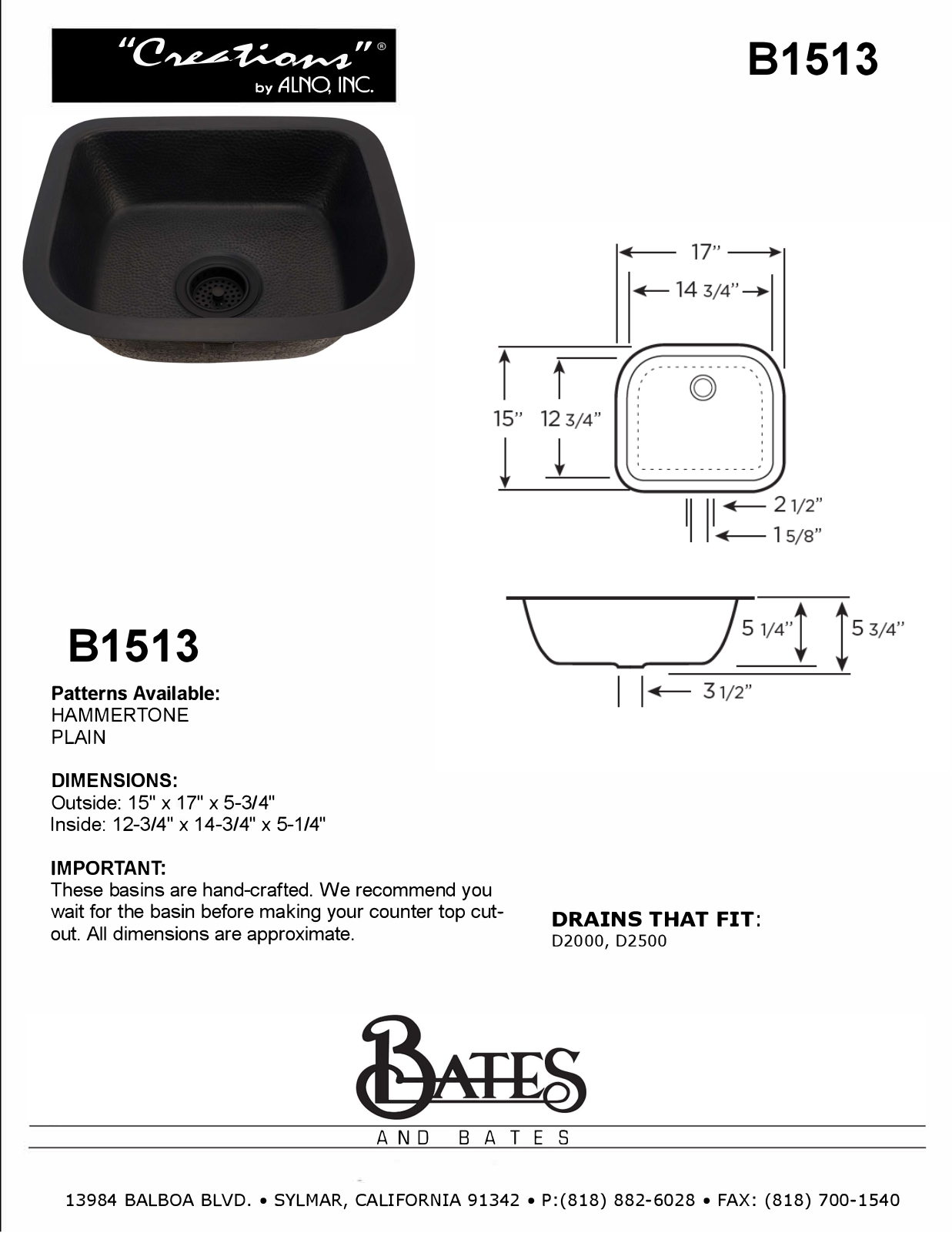 Bates & Bates QAL2248 Specifications - ManualMachine.com