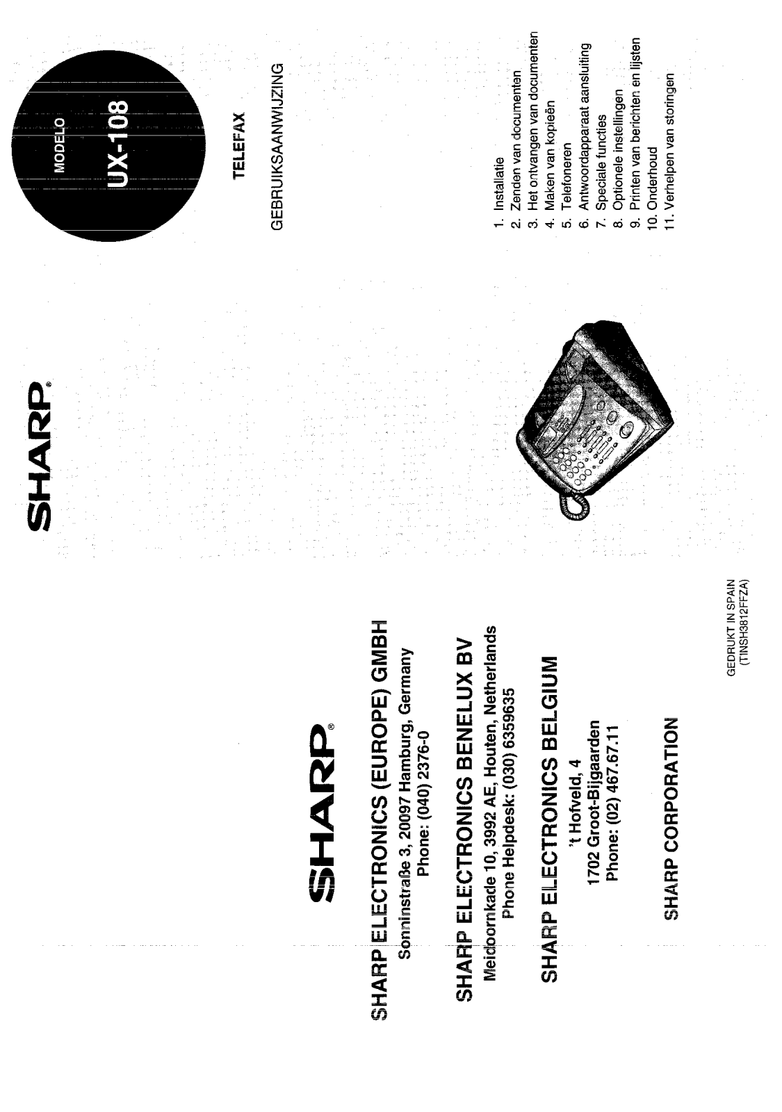 Sharp UX-108 User Manual