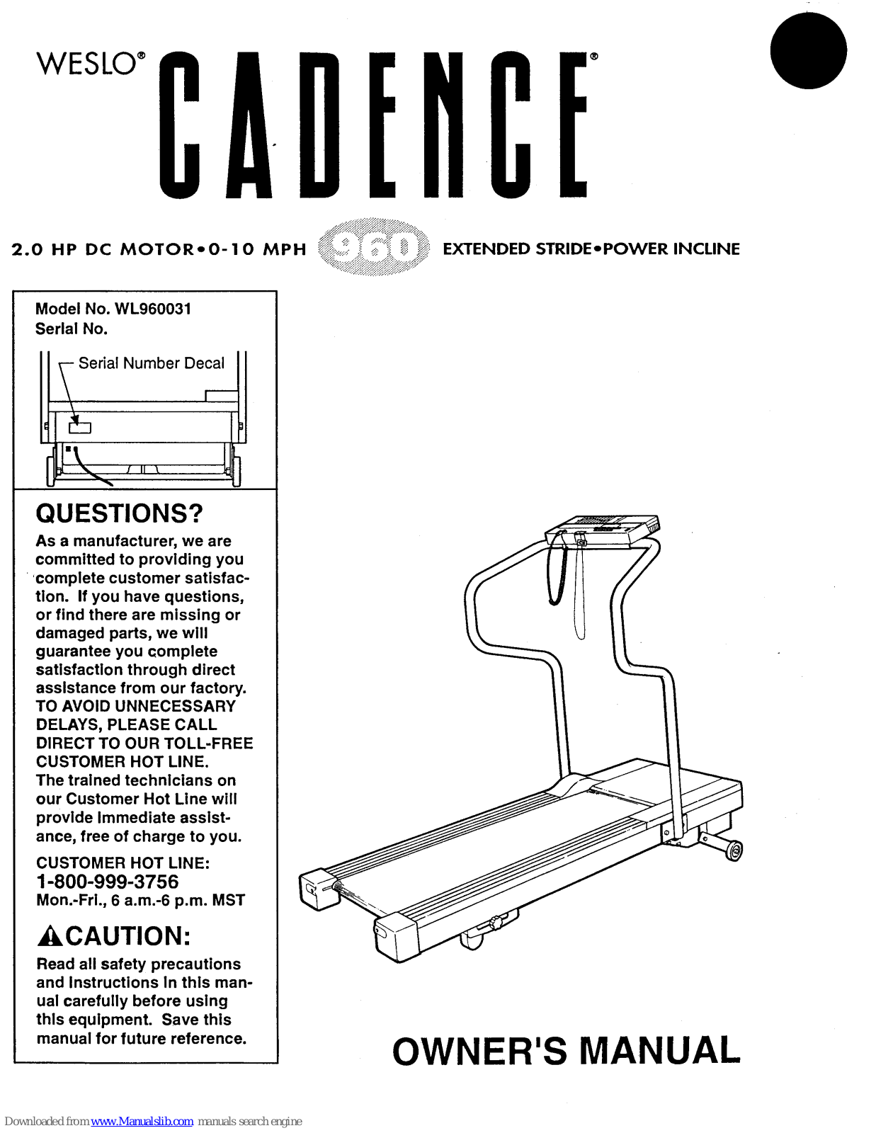 Weslo Cadence 960 User Manual