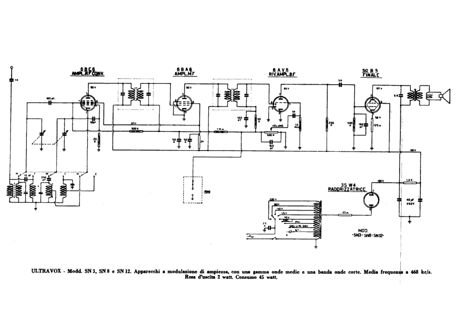 Ultravox sn3, sn8, sn12 schematic