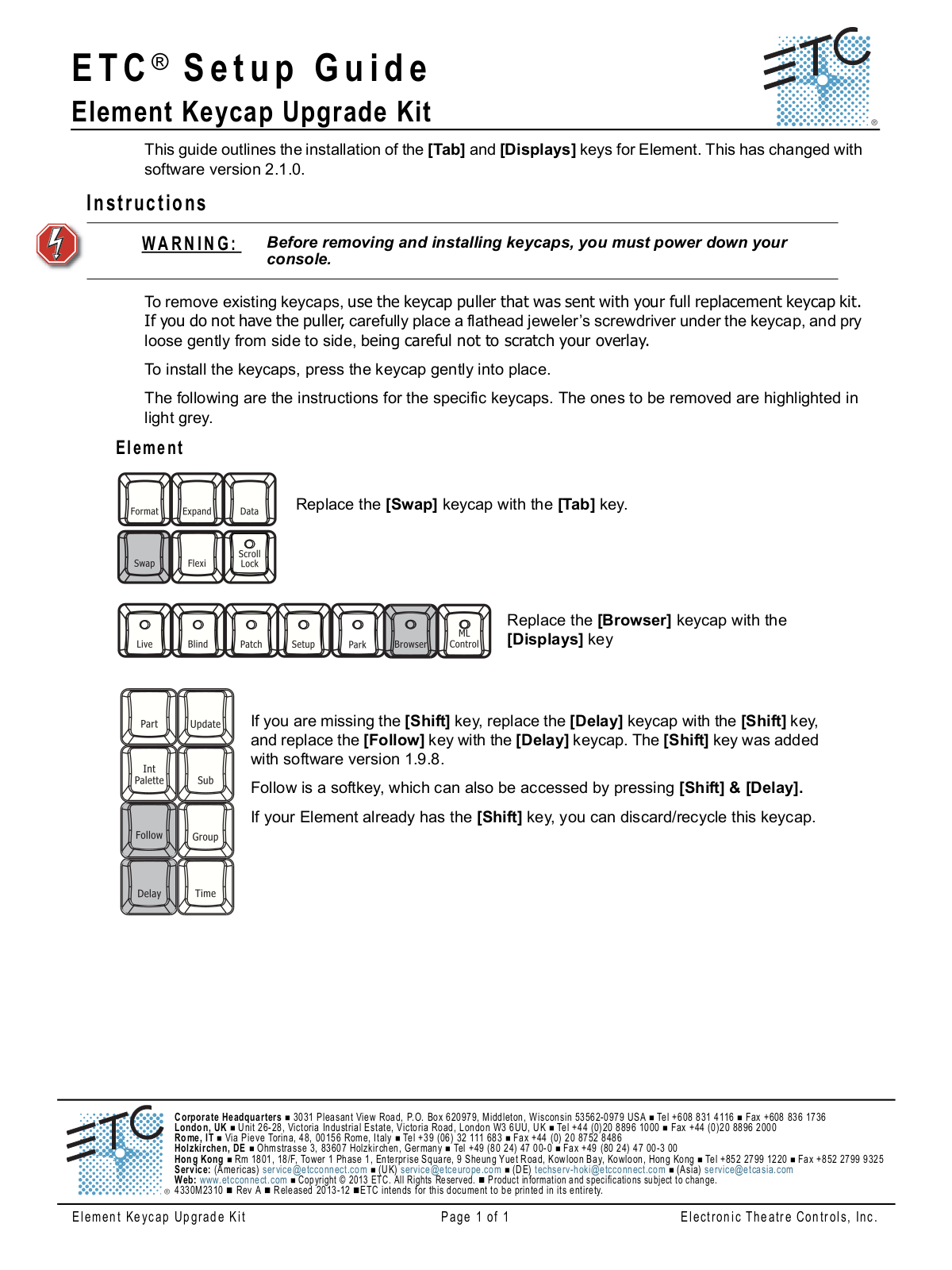 ETC Element Keycap Upgrade Kit User Manual