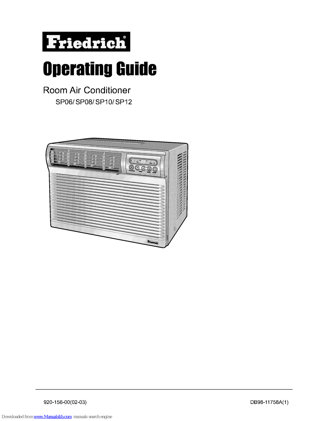 Friedrich SP06, SP08, SP10, SP12 Operating Manual - ManualMachine.com