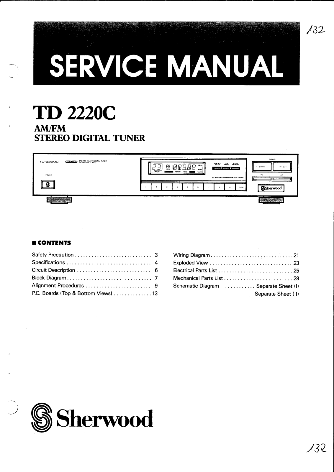 Sherwood TD-2220-C Service manual