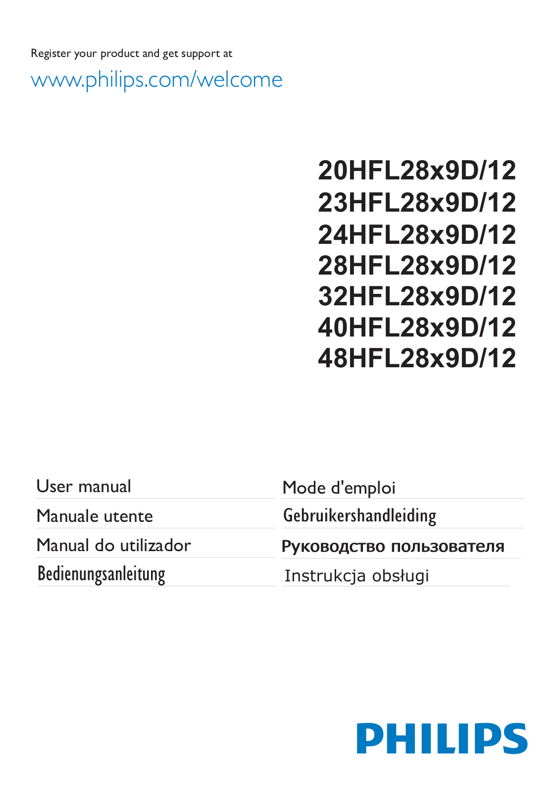 Philips 24HFL2819D, 28HFL2819D, 23HFL2819D, 20HFL2819D, 32HFL2819D User Manual