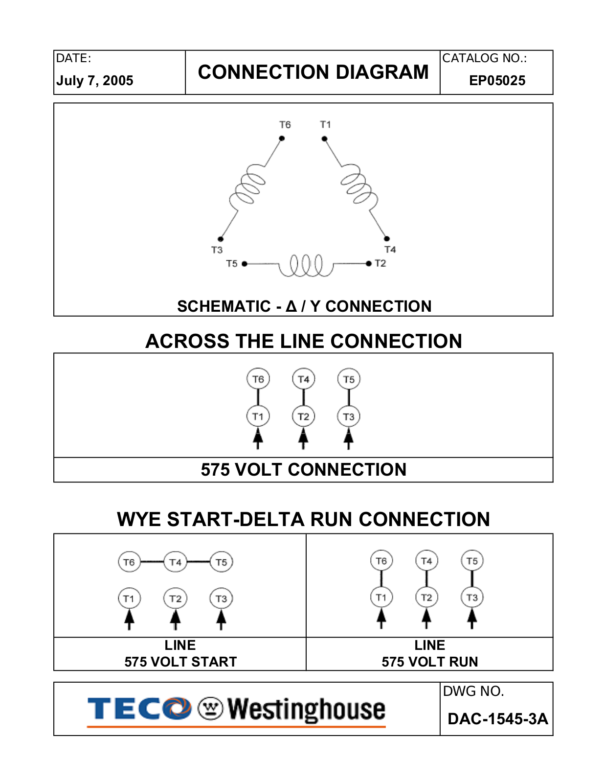 Teco EP05025 Connection Diagram