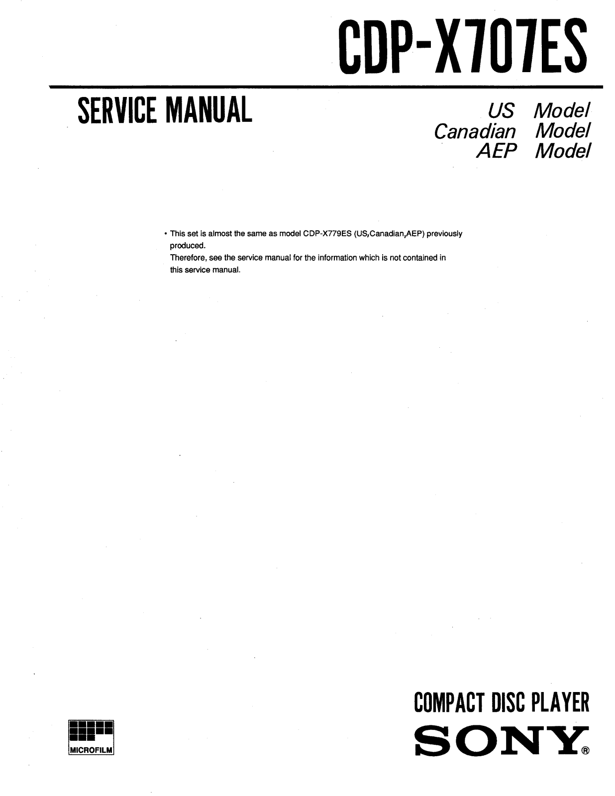 Sony CDPX-707-ES Service manual