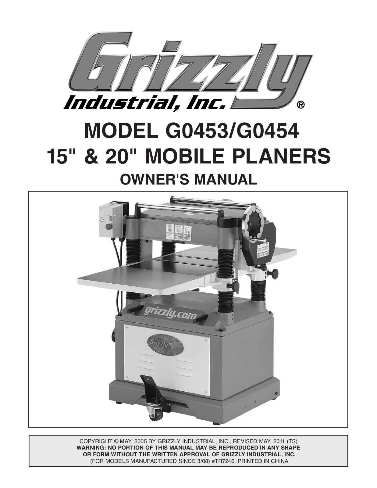 Grizzly G0454, G0453 User Manual