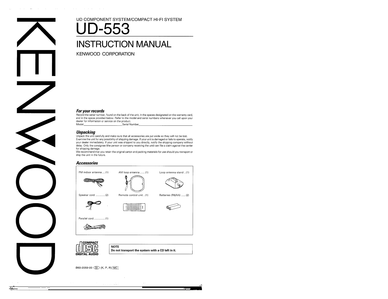 Kenwood UD-553 User Manual