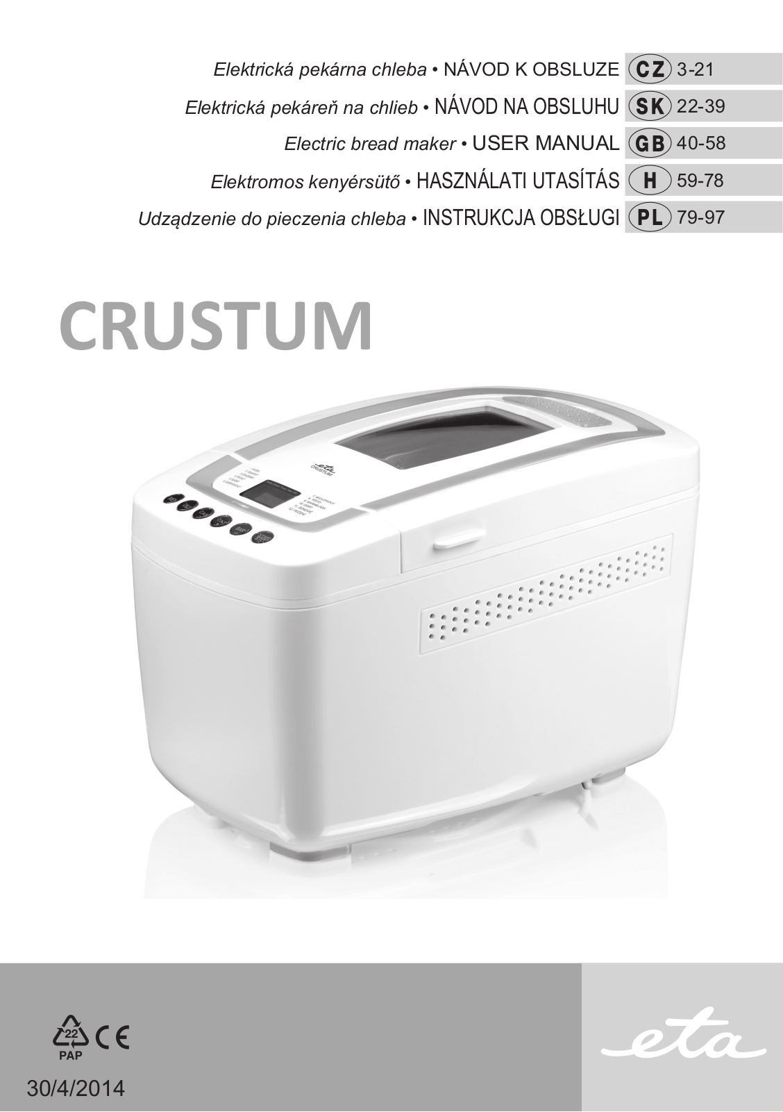 ETA Crustum User Manual