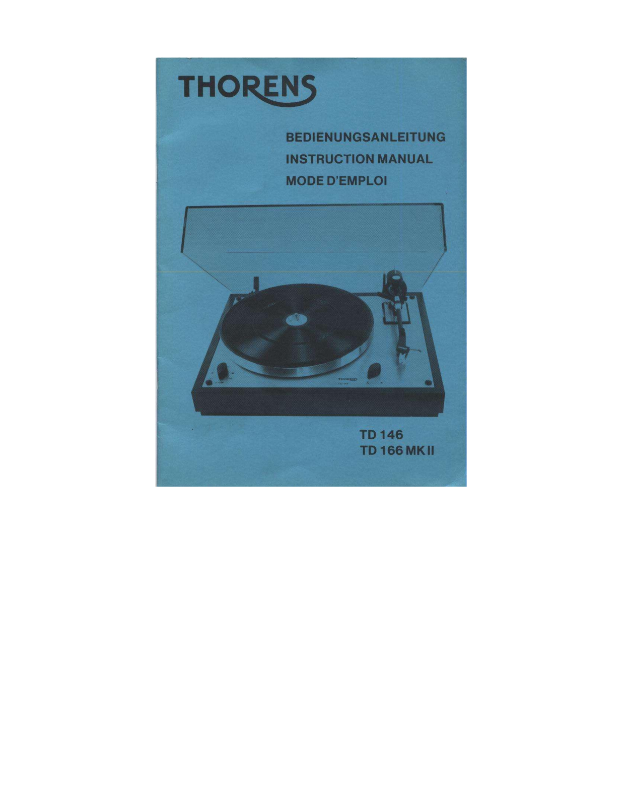 Thorens TD-166, TD-146 Owners manual