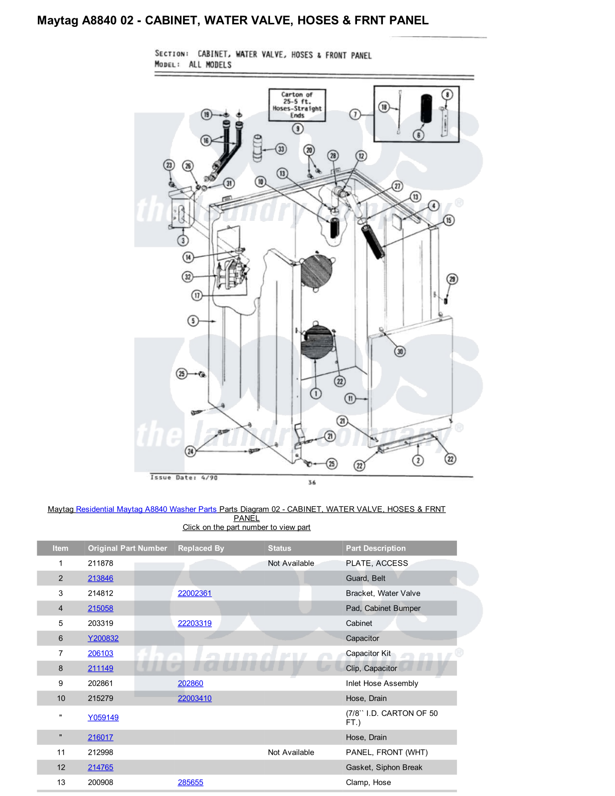 Maytag A8840 Parts Diagram