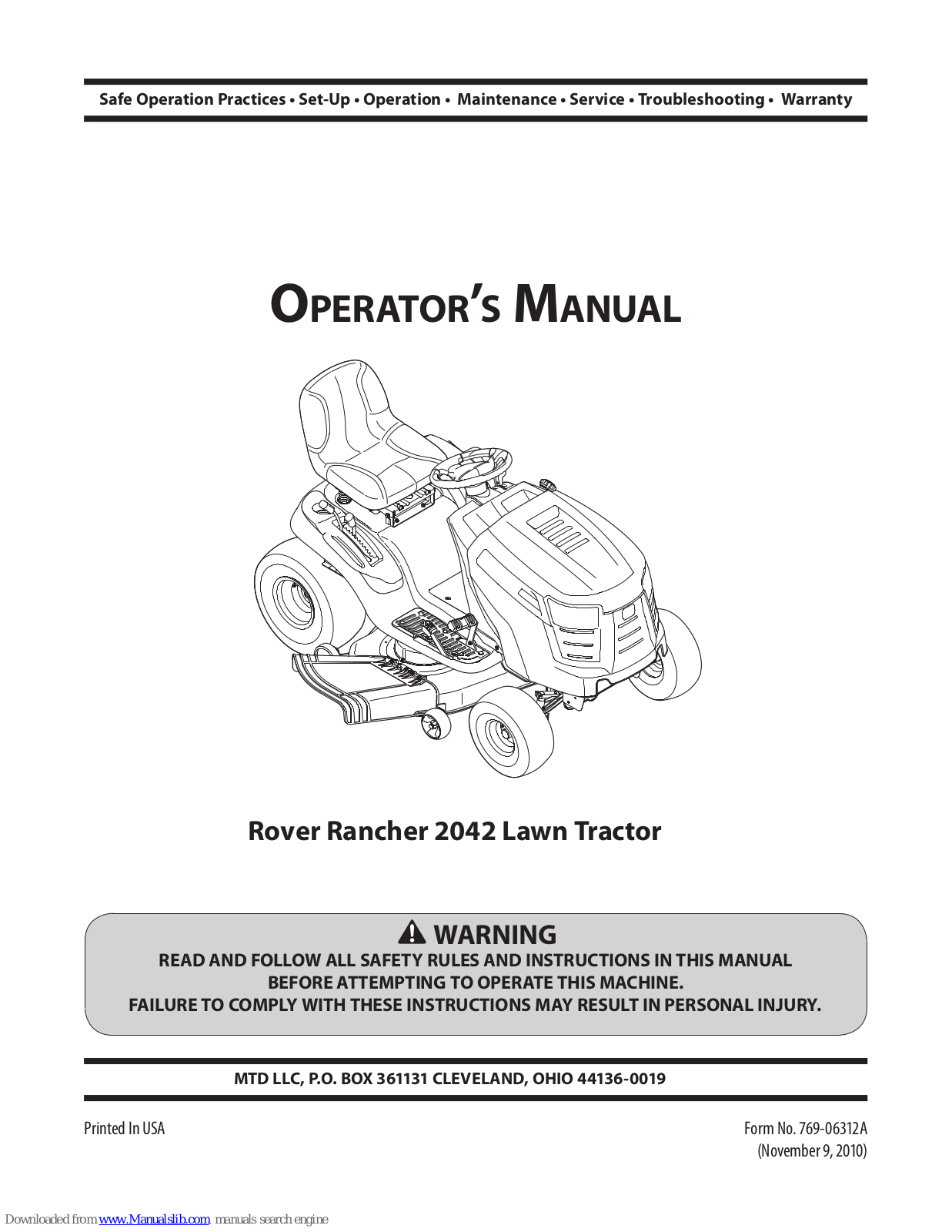 Rover Rancher 2042 Operator's Manual