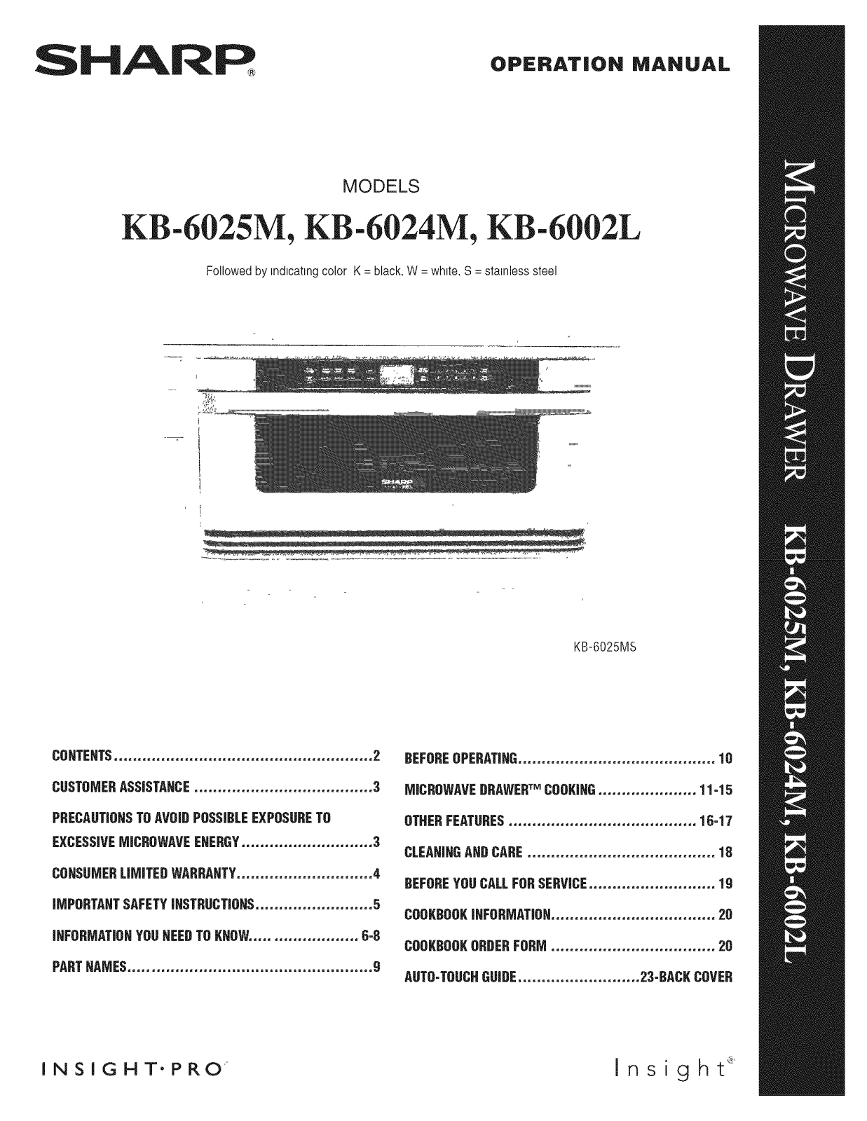 Sharp KB-6025MW, KB-6025MK, KB-6024MW, KB-6024MS, KB-6024MK Owner’s Manual - ManualMachine.com