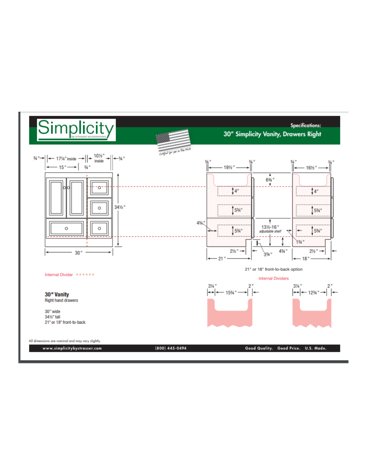 Simplicity by Strasser SWW1133 Dimensions - ManualMachine.com