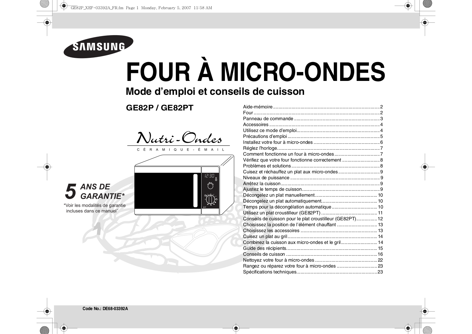 SAMSUNG GE82P User Manual