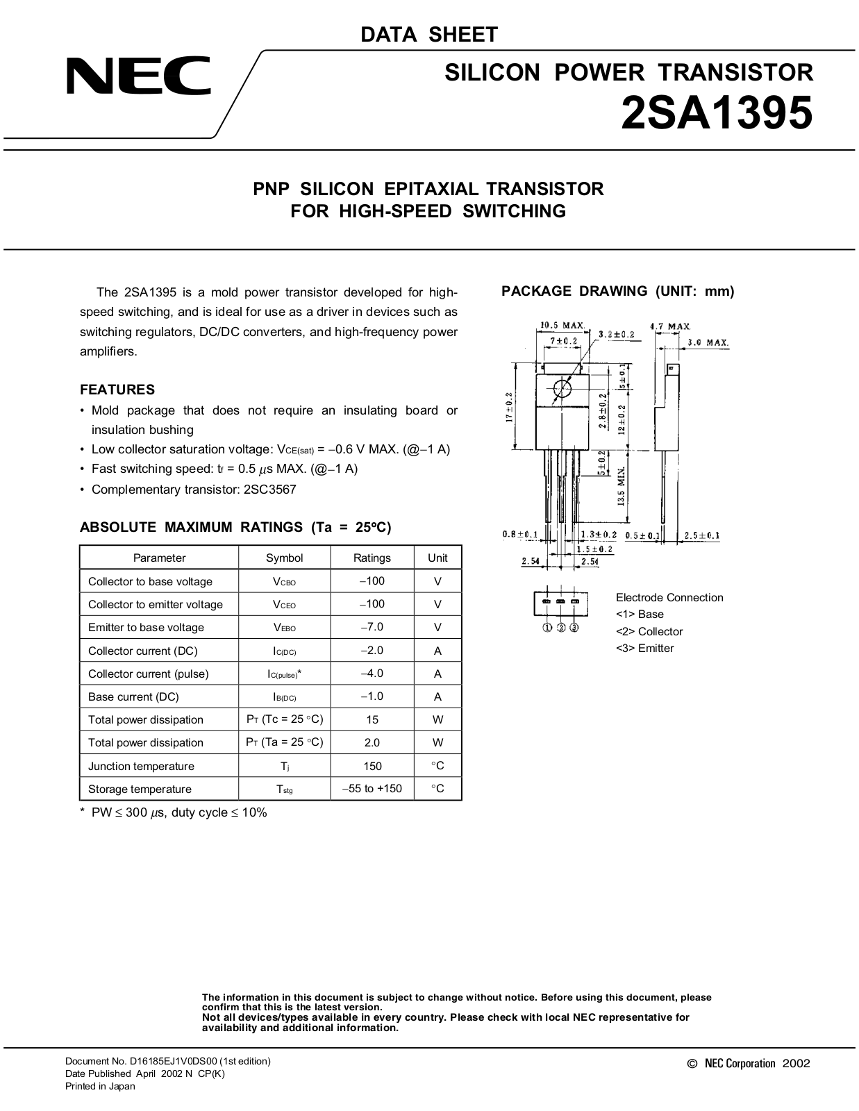 NEC 2sa1395 Datasets - ManualMachine.com