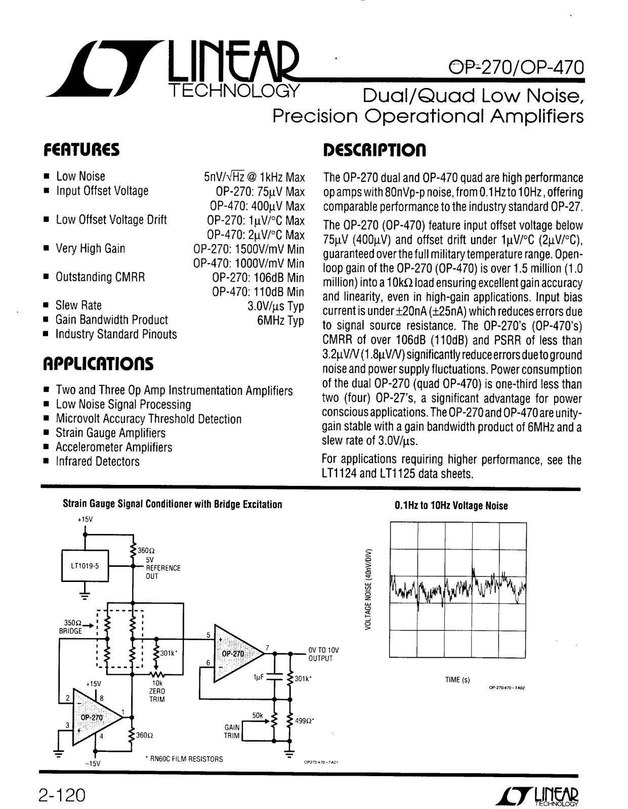 Linear Technology OP470, OP270 Datasheet