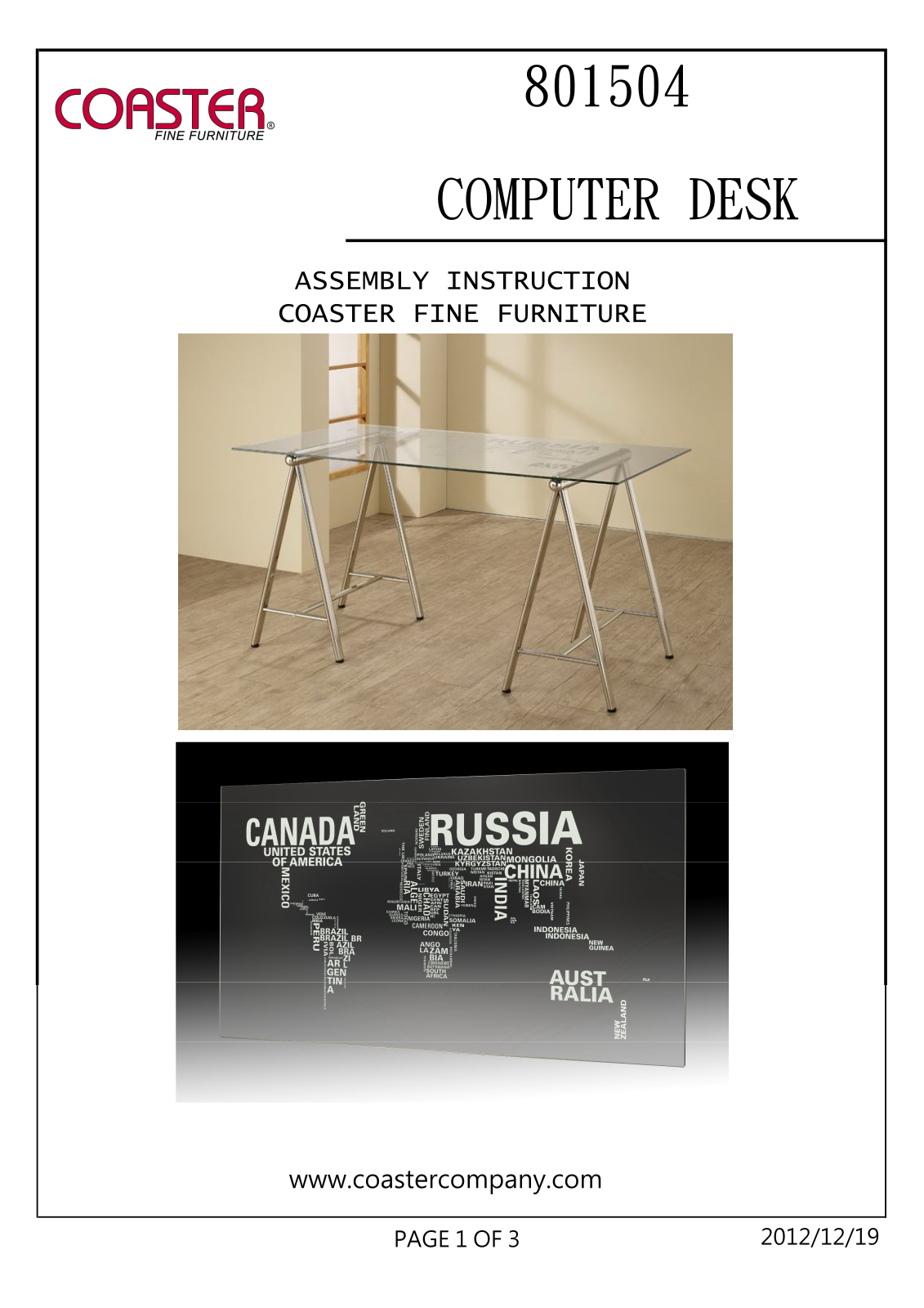 Coaster 801504 Assembly Guide