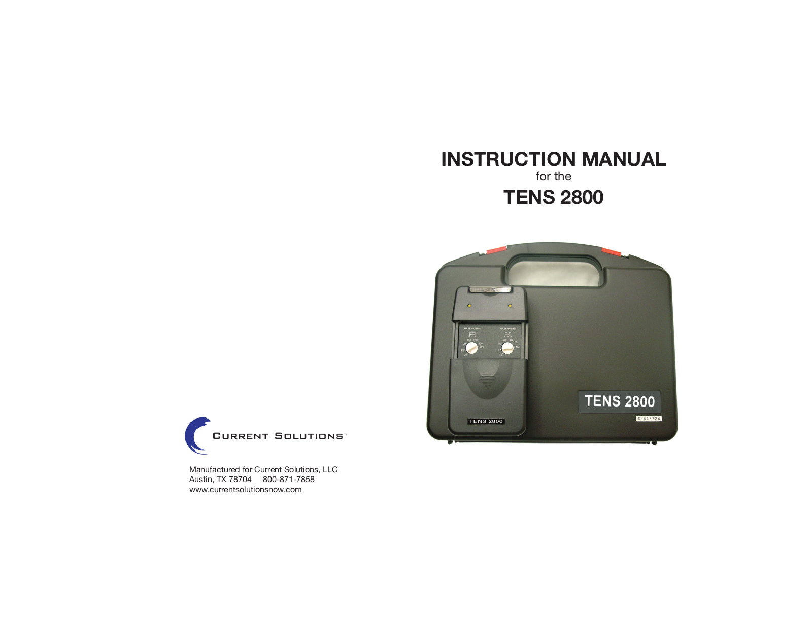 Current Solutions Tens 2800 User Manual