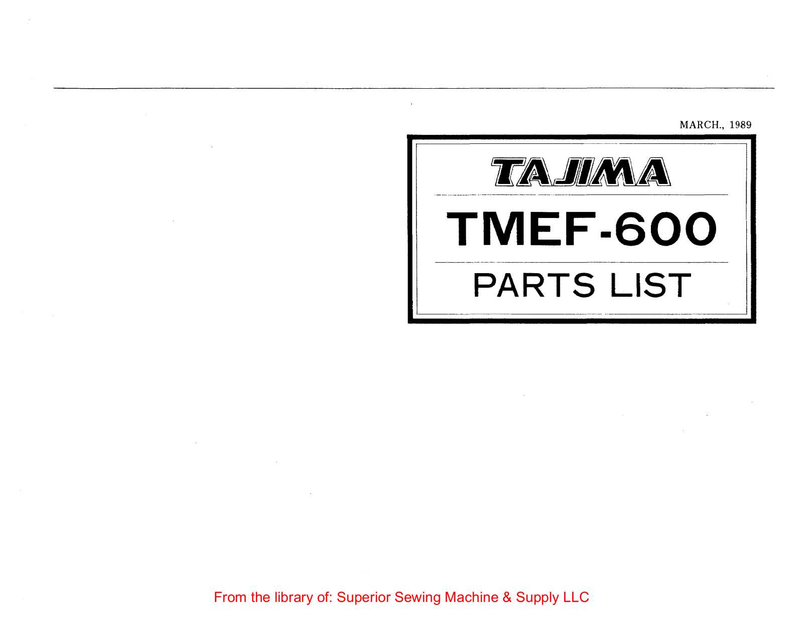 Tajima TMEF-600 User Manual - ManualMachine.com