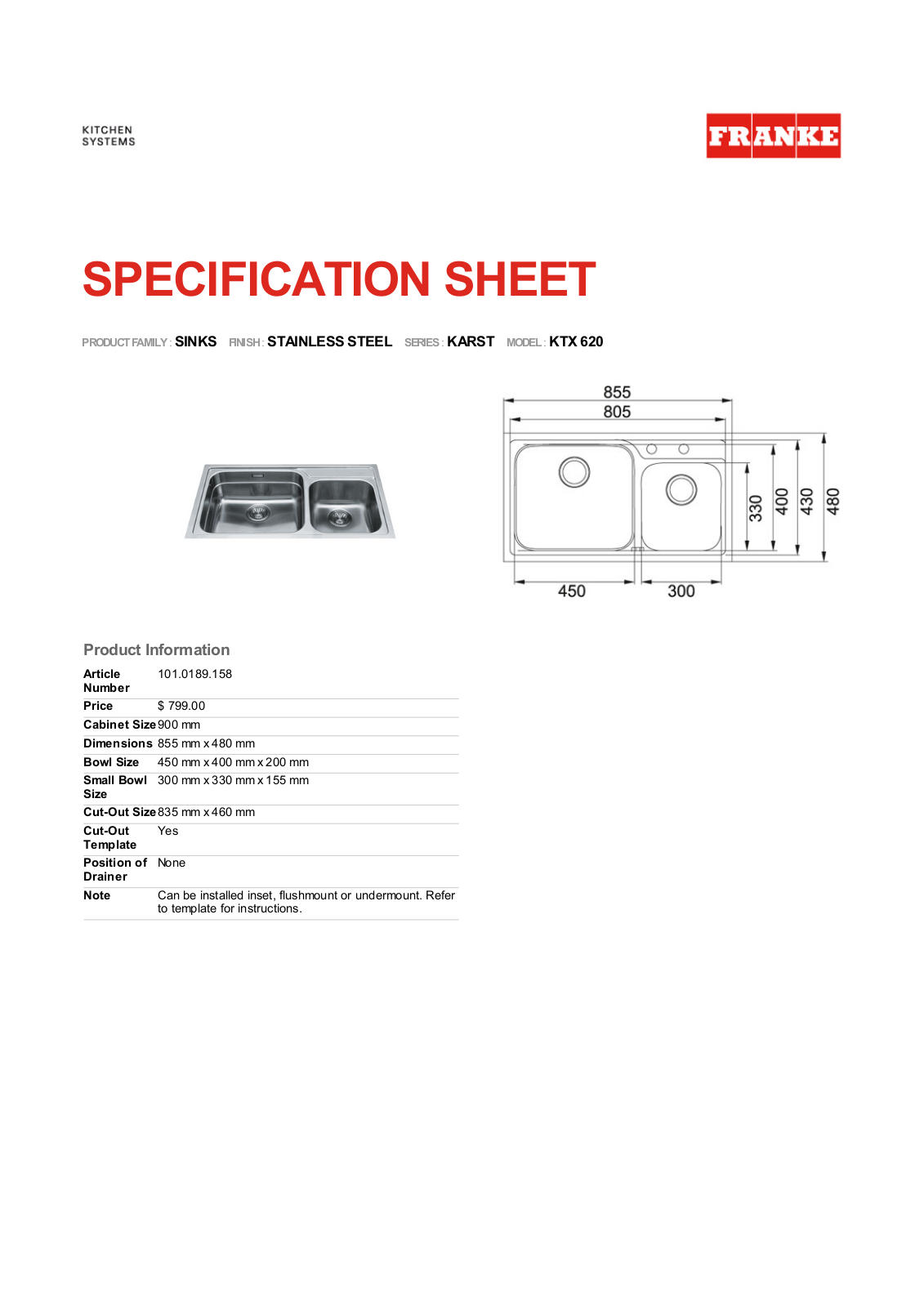 Franke Foodservice KTX 620 User Manual