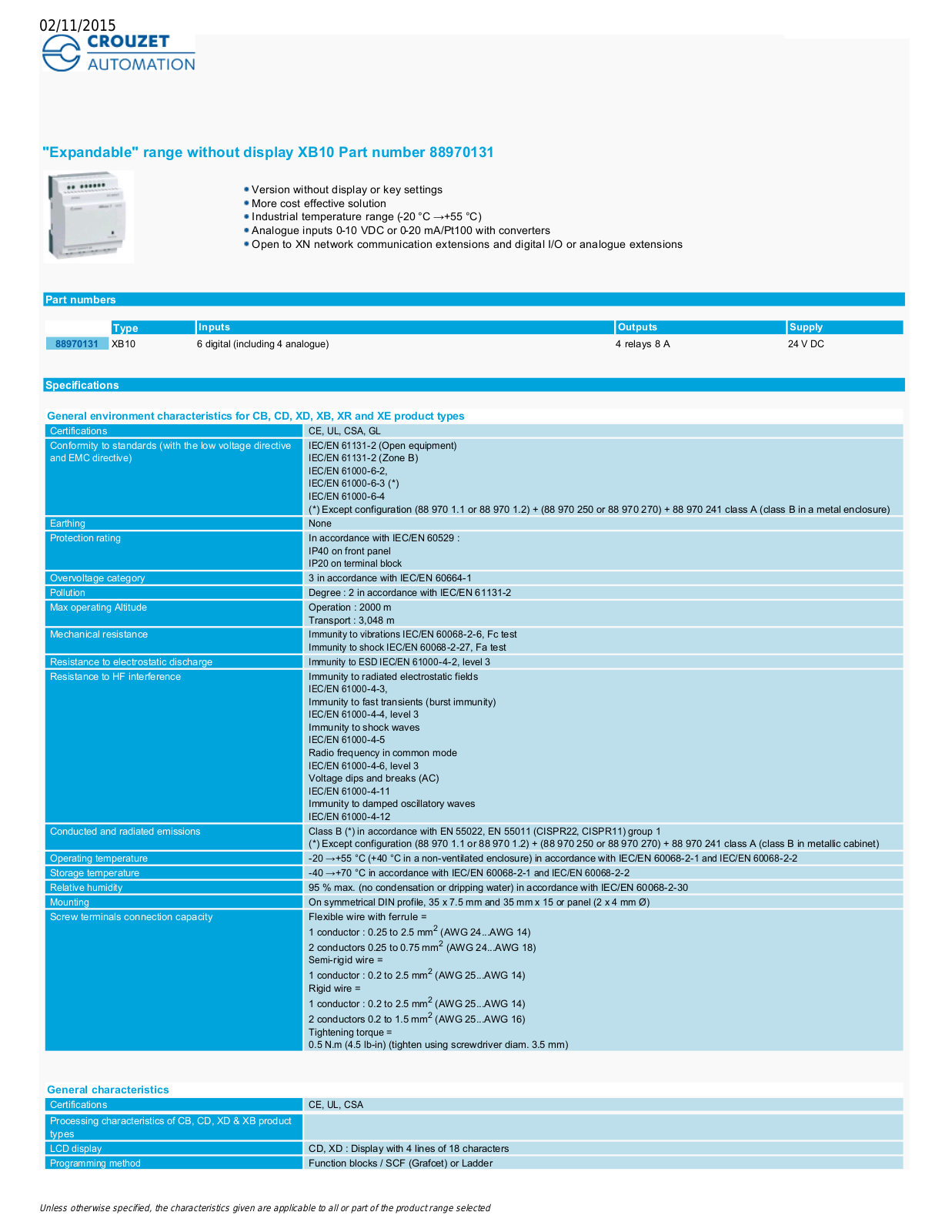 Crouzet 88970131 Data Sheet - ManualMachine.com
