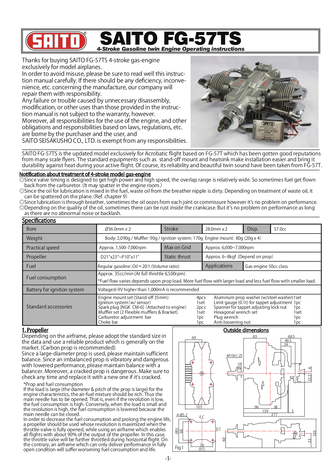 Saito FG-57TS User Manual