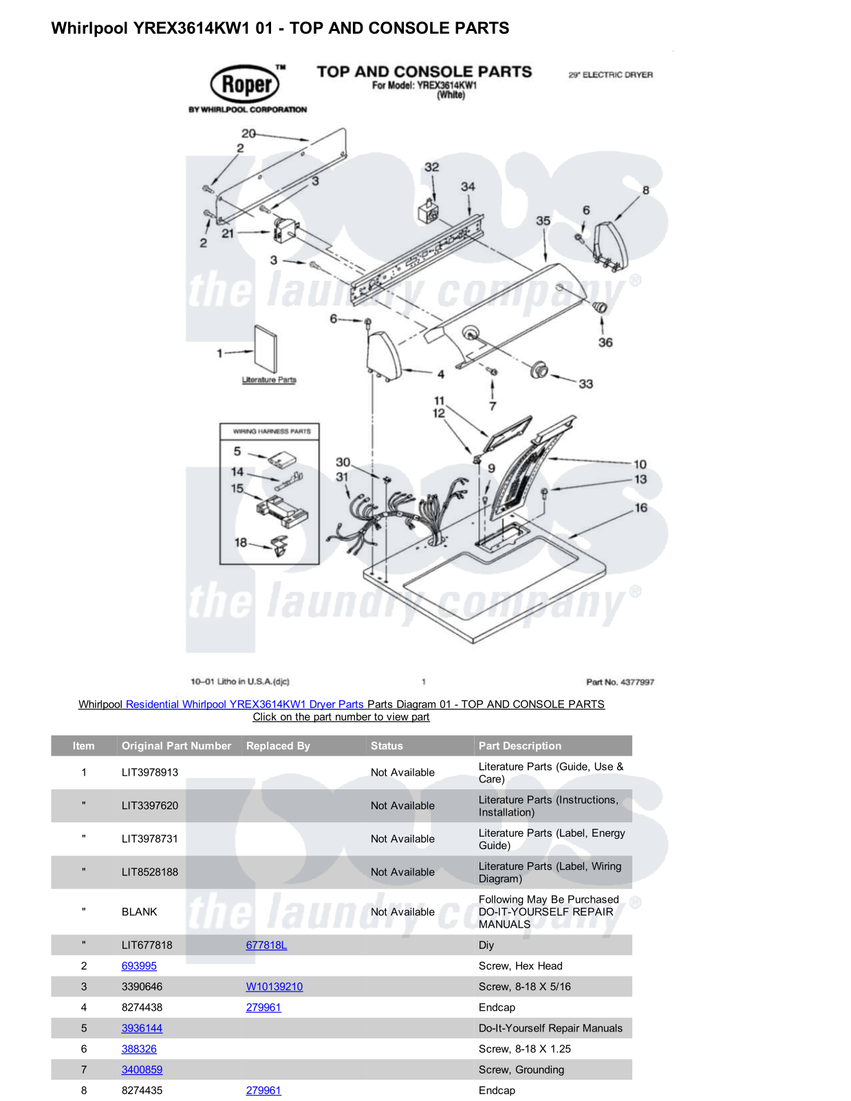 Whirlpool YREX3614KW1 Parts Diagram