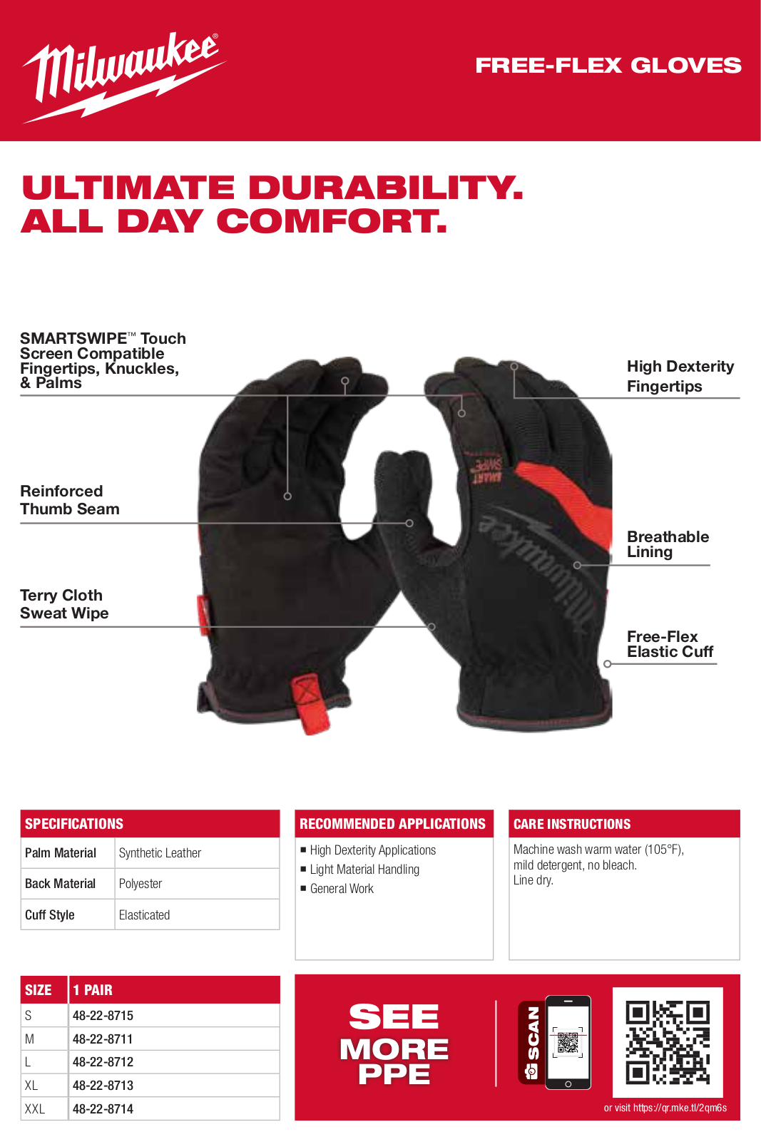 Milwaukee 48-22-8715, 48-22-8711, 48-22-8712, 48-22-8713, 48-22-8714 Spec Sheet - ManualMachine.com